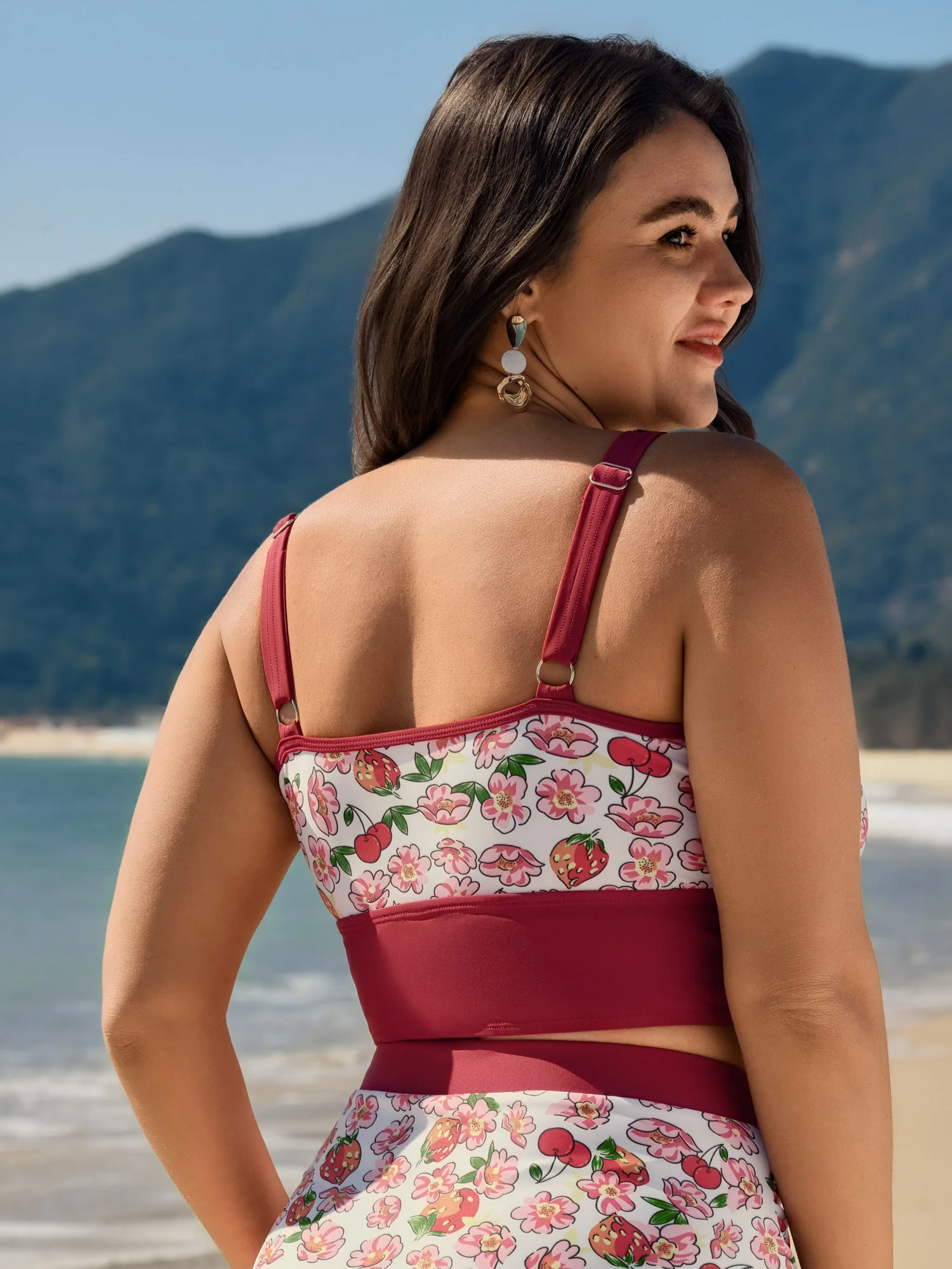 Floral Print Drawstring Front Bikini Top - Image 4