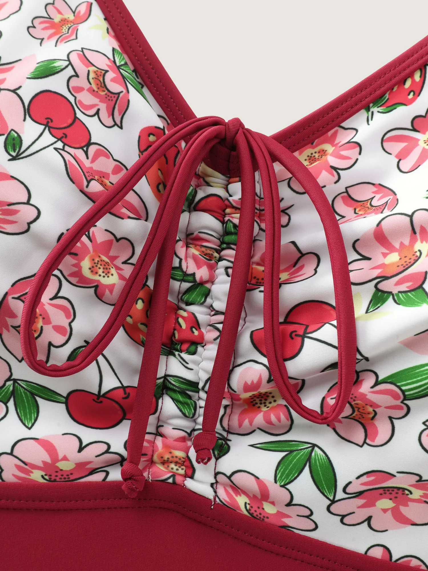 Floral Print Drawstring Front Bikini Top - Image 7