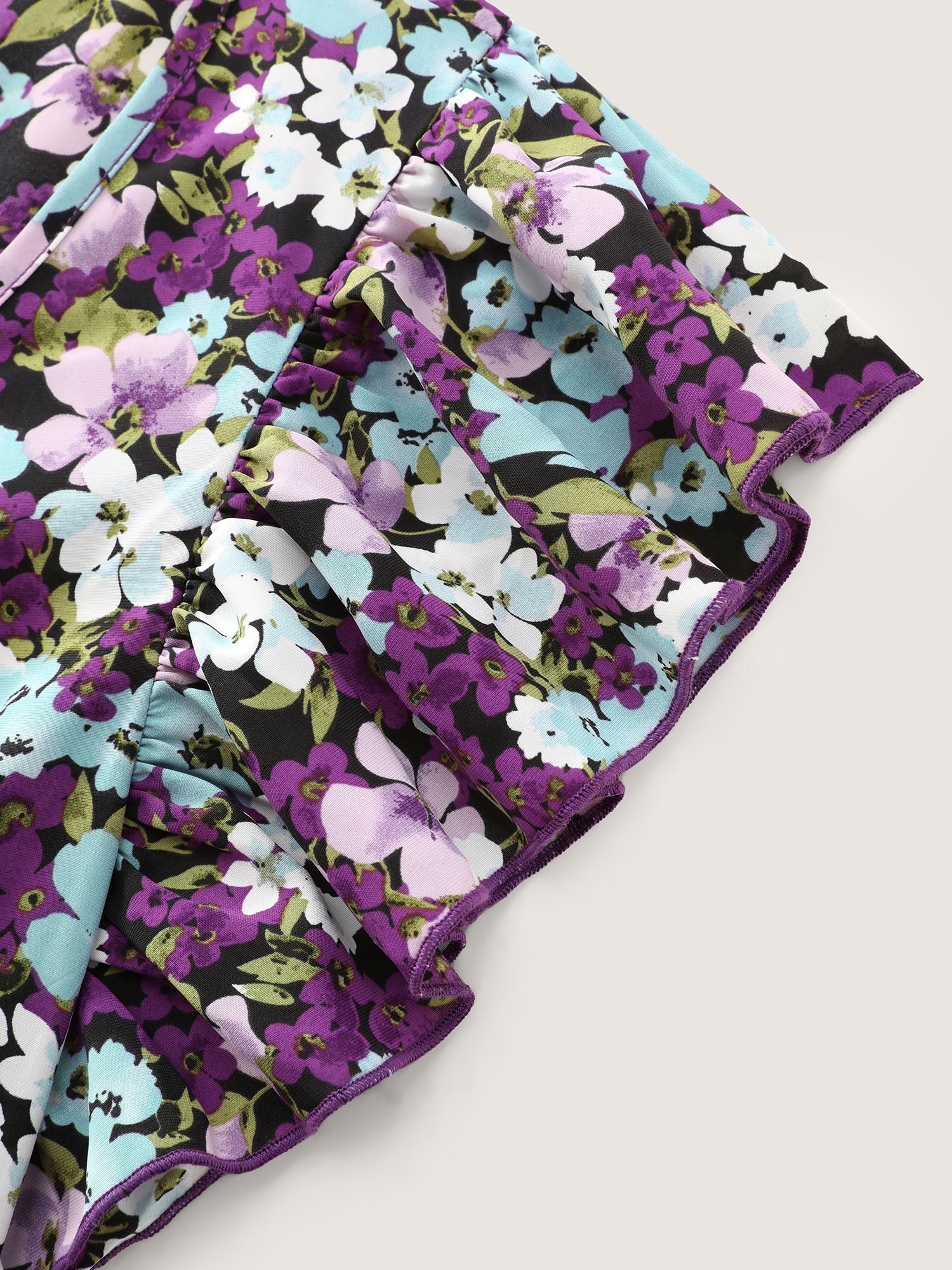 Floral Print Drawstring Neckline Blouse - Image 6