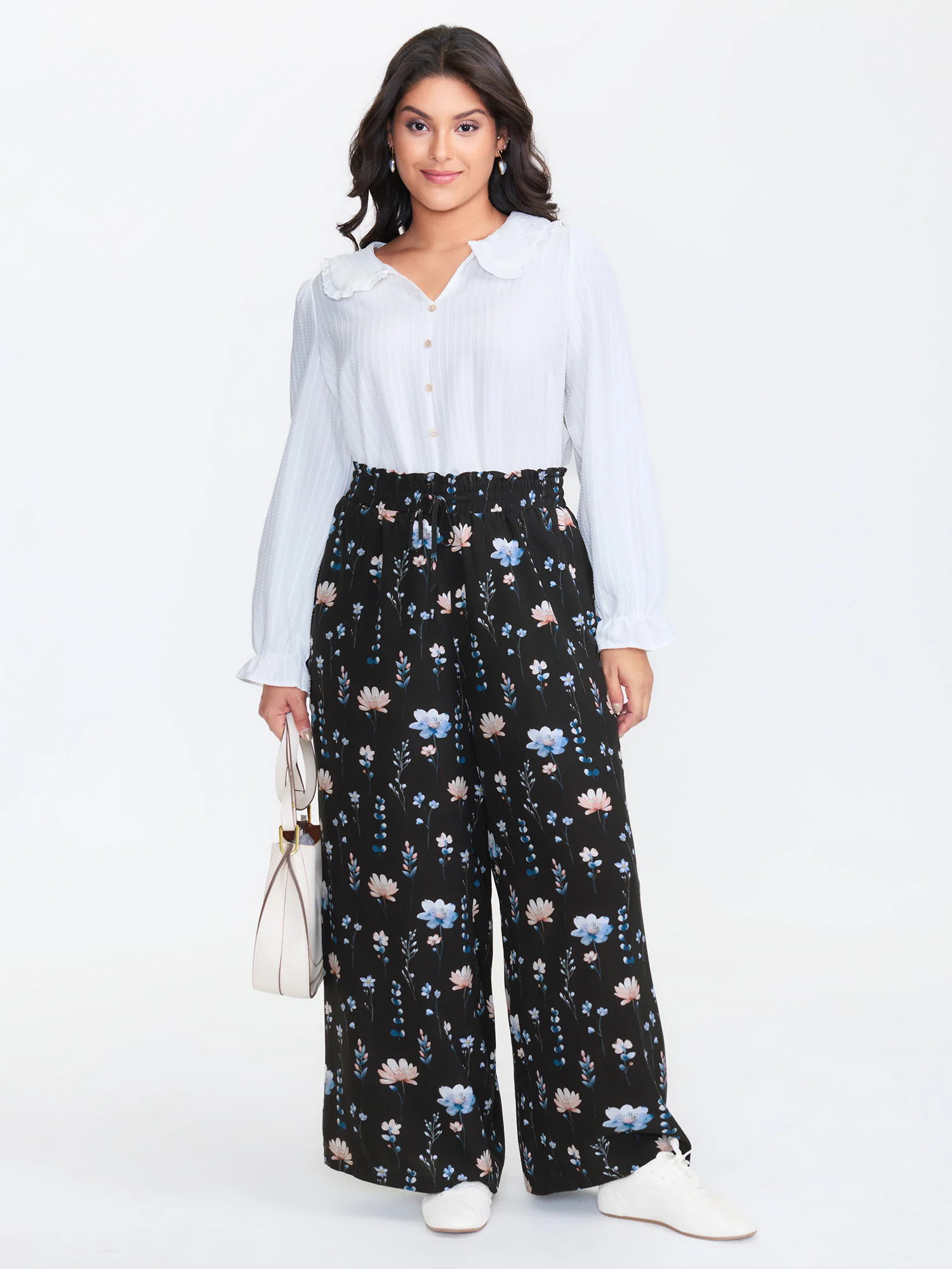 Floral Print Drawstring Waist Loose Fit Pants - Image 2