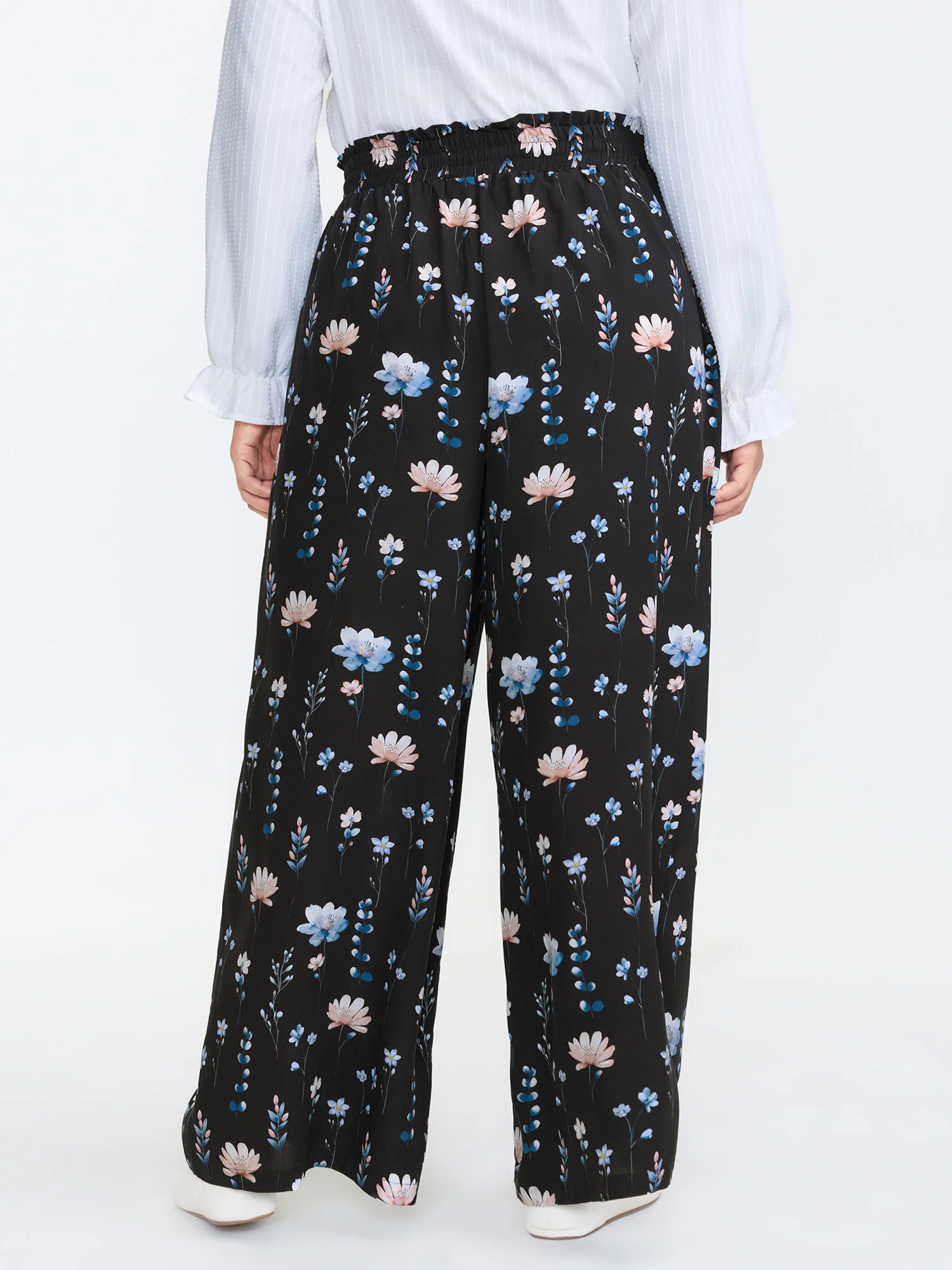 Floral Print Drawstring Waist Loose Fit Pants - Image 5
