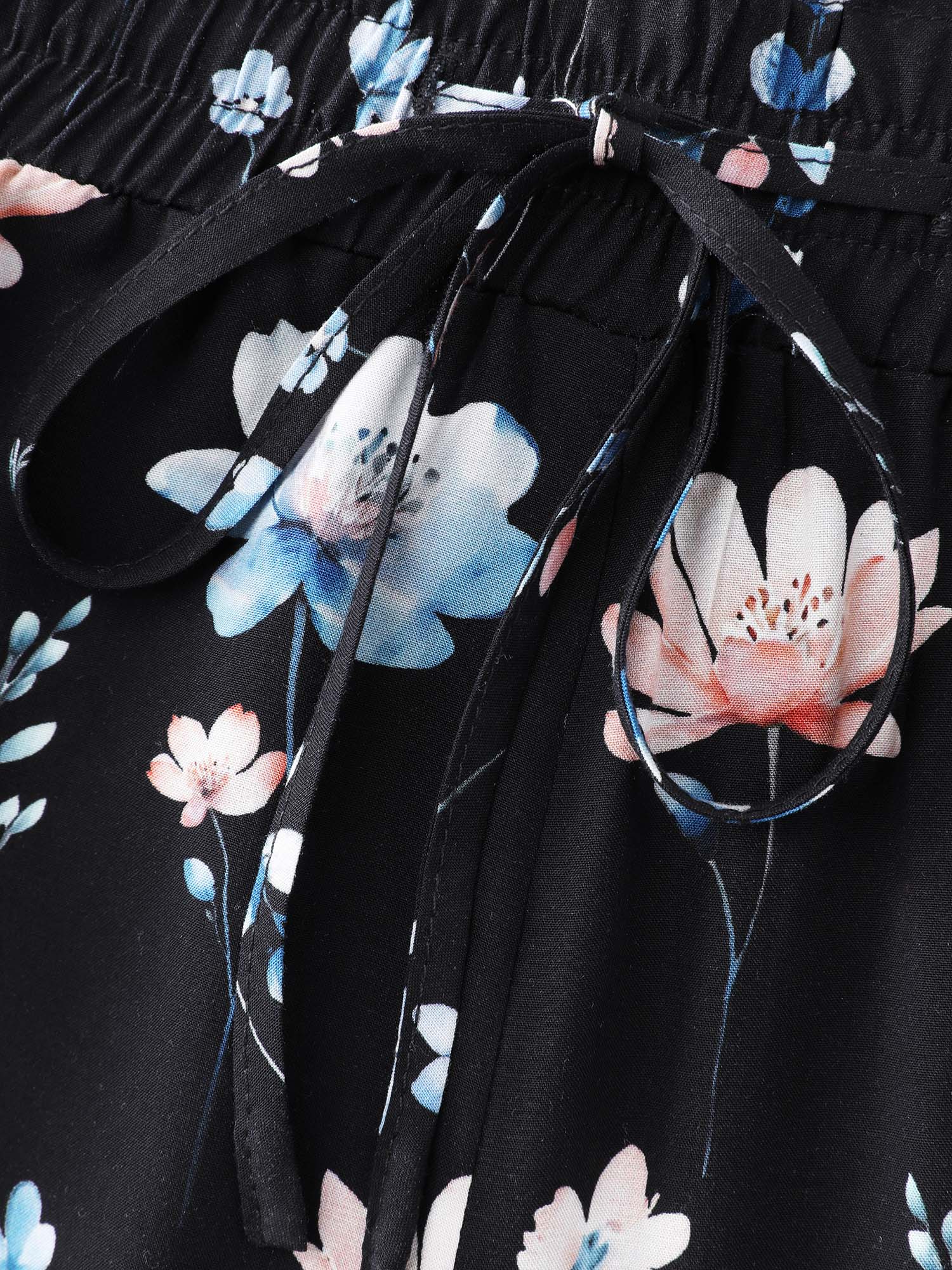 Floral Print Drawstring Waist Loose Fit Pants - Image 7