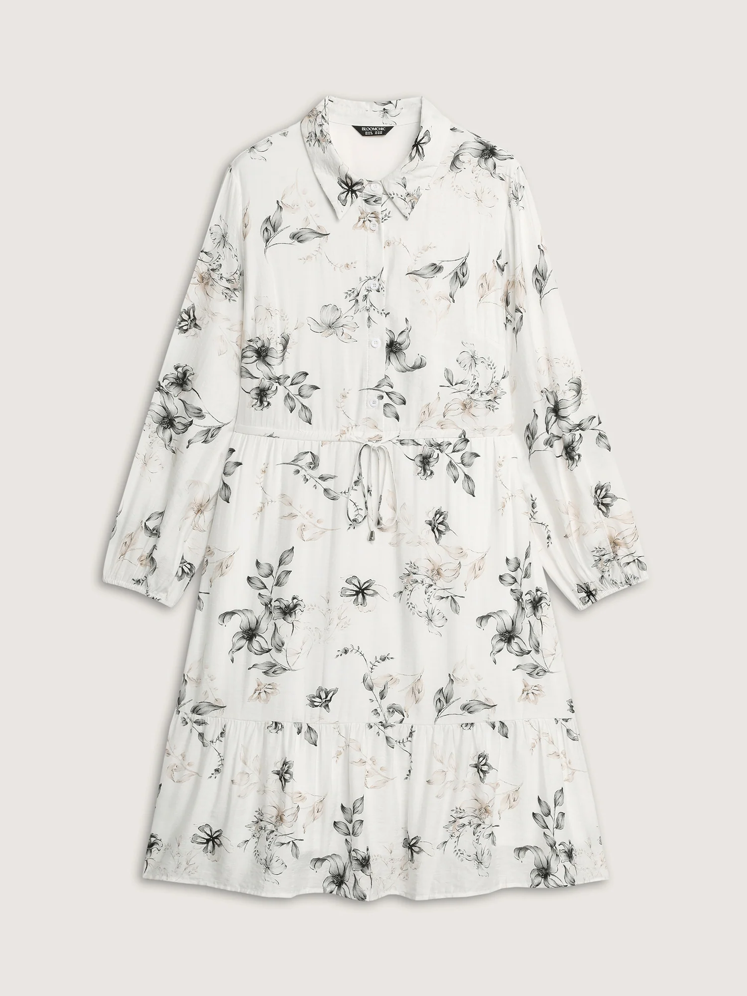 Floral Print Drawstring Waist Midi Dress - Image 7