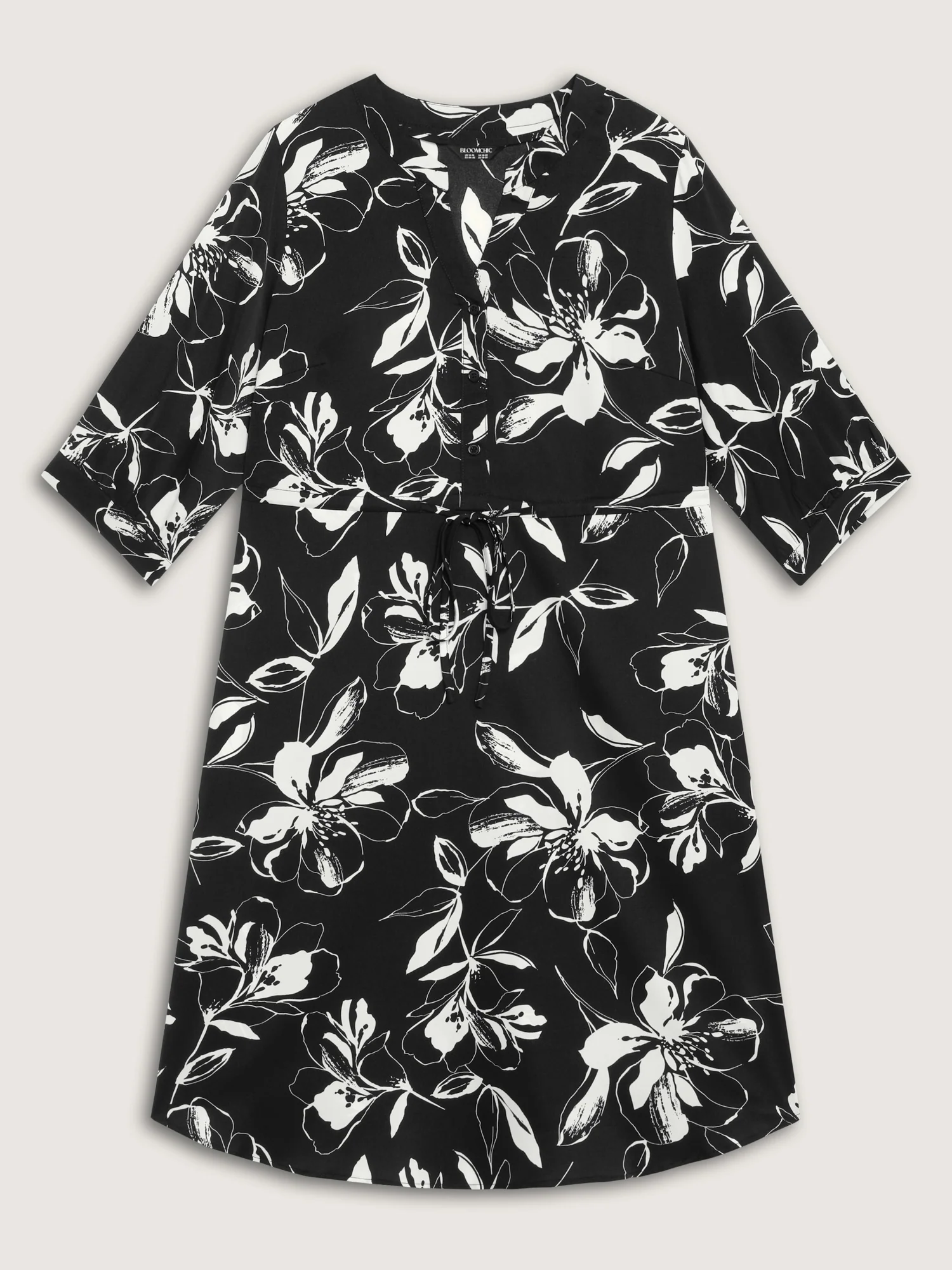 Floral Print Drawstring Waist Midi Dress - Image 7