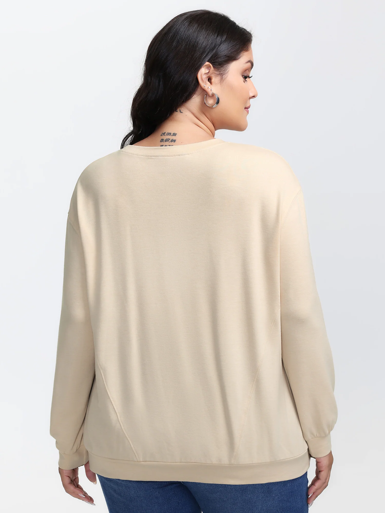 Floral Print Drop Shoulder Relaxed-Fit Sweatshirt - Image 4