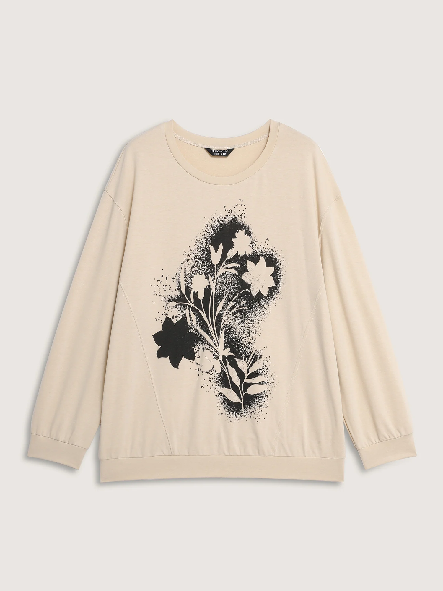Floral Print Drop Shoulder Relaxed-Fit Sweatshirt - Image 7