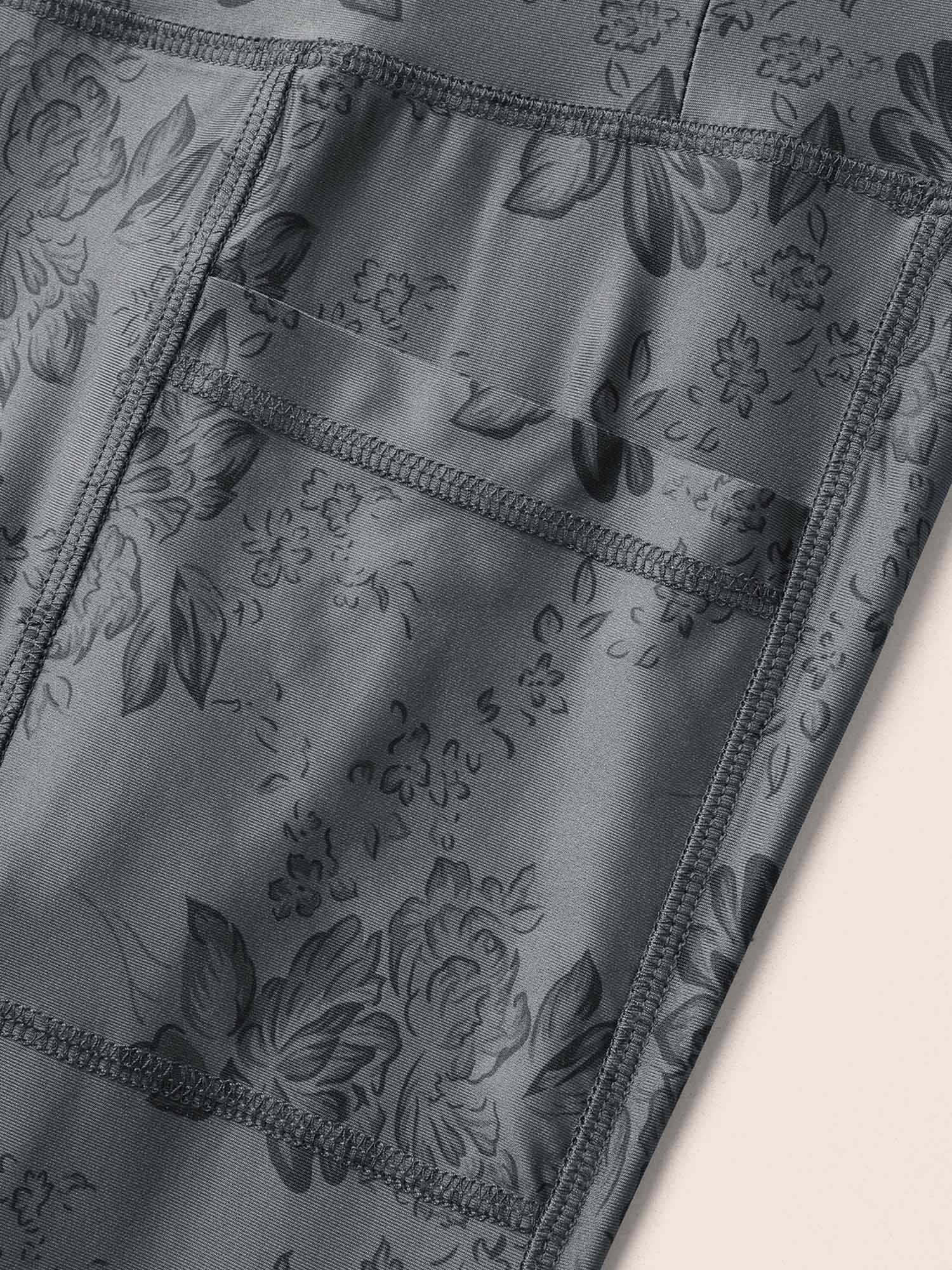 Floral Print Elastic Waist Pocket Side Leggings - Image 6