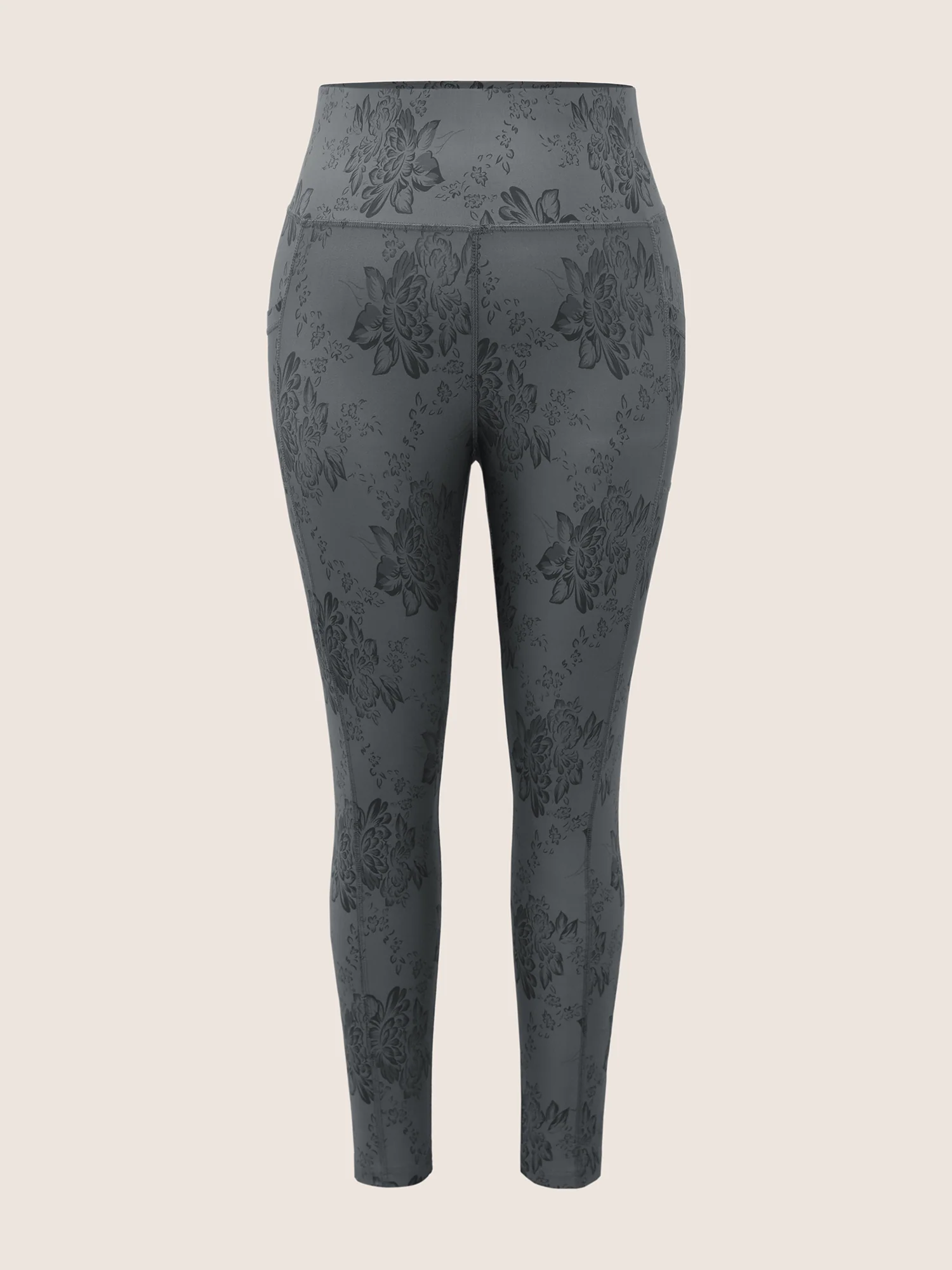 Floral Print Elastic Waist Pocket Side Leggings - Image 7