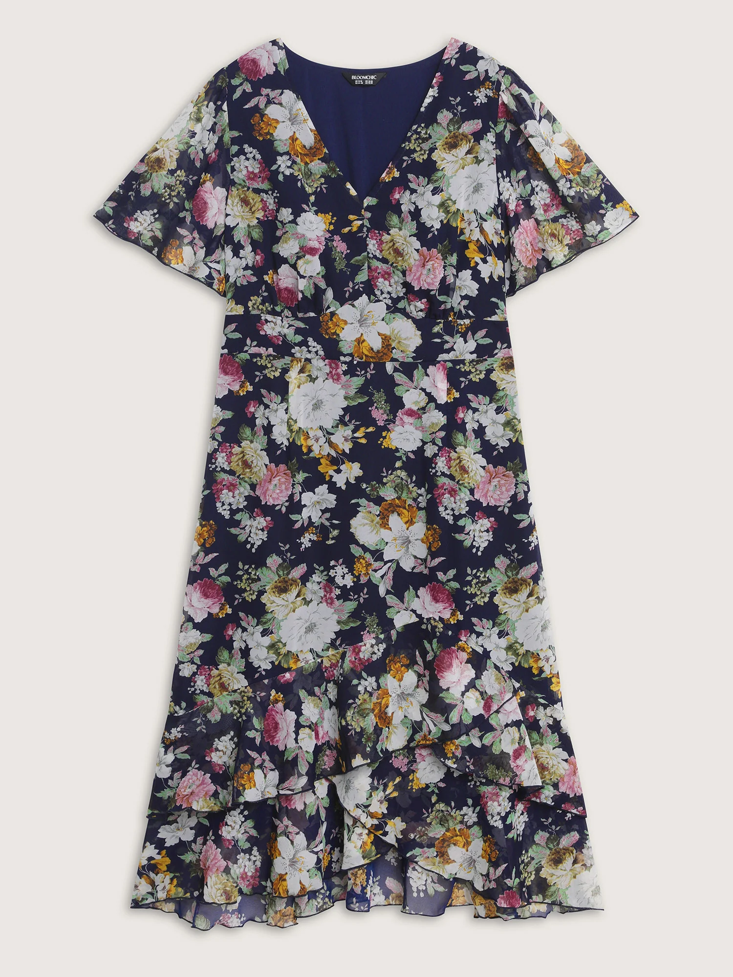 Floral Print Fishtail Hem Midi Dress - Image 5