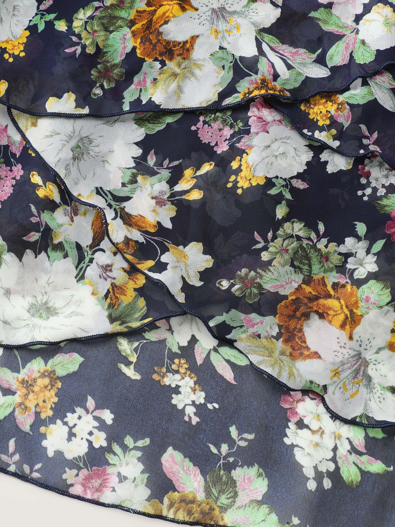 Floral Print Fishtail Hem Midi Dress - Image 7