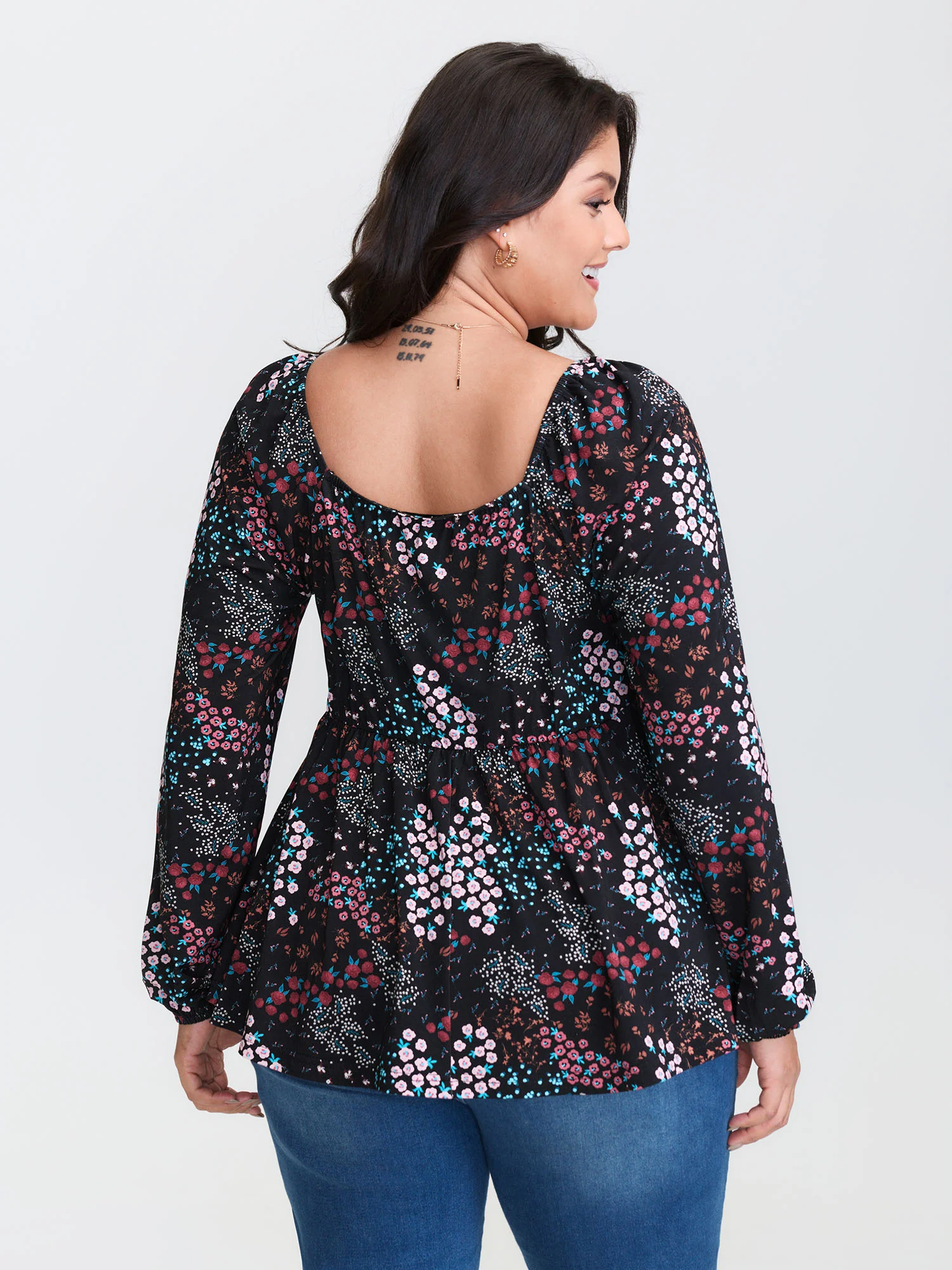 Floral Print Fit and Flare Knit Top - Image 5