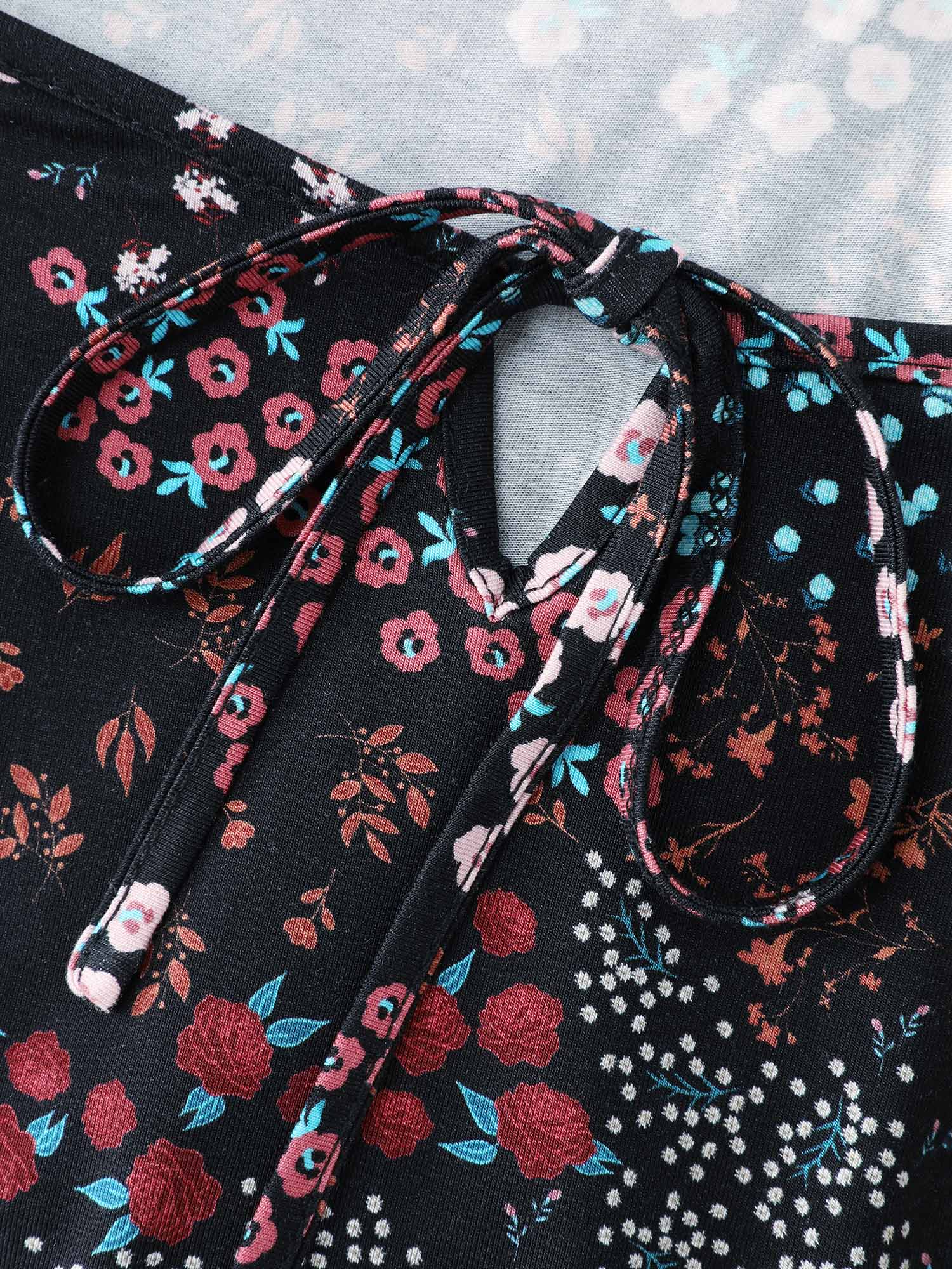 Floral Print Fit and Flare Knit Top - Image 6