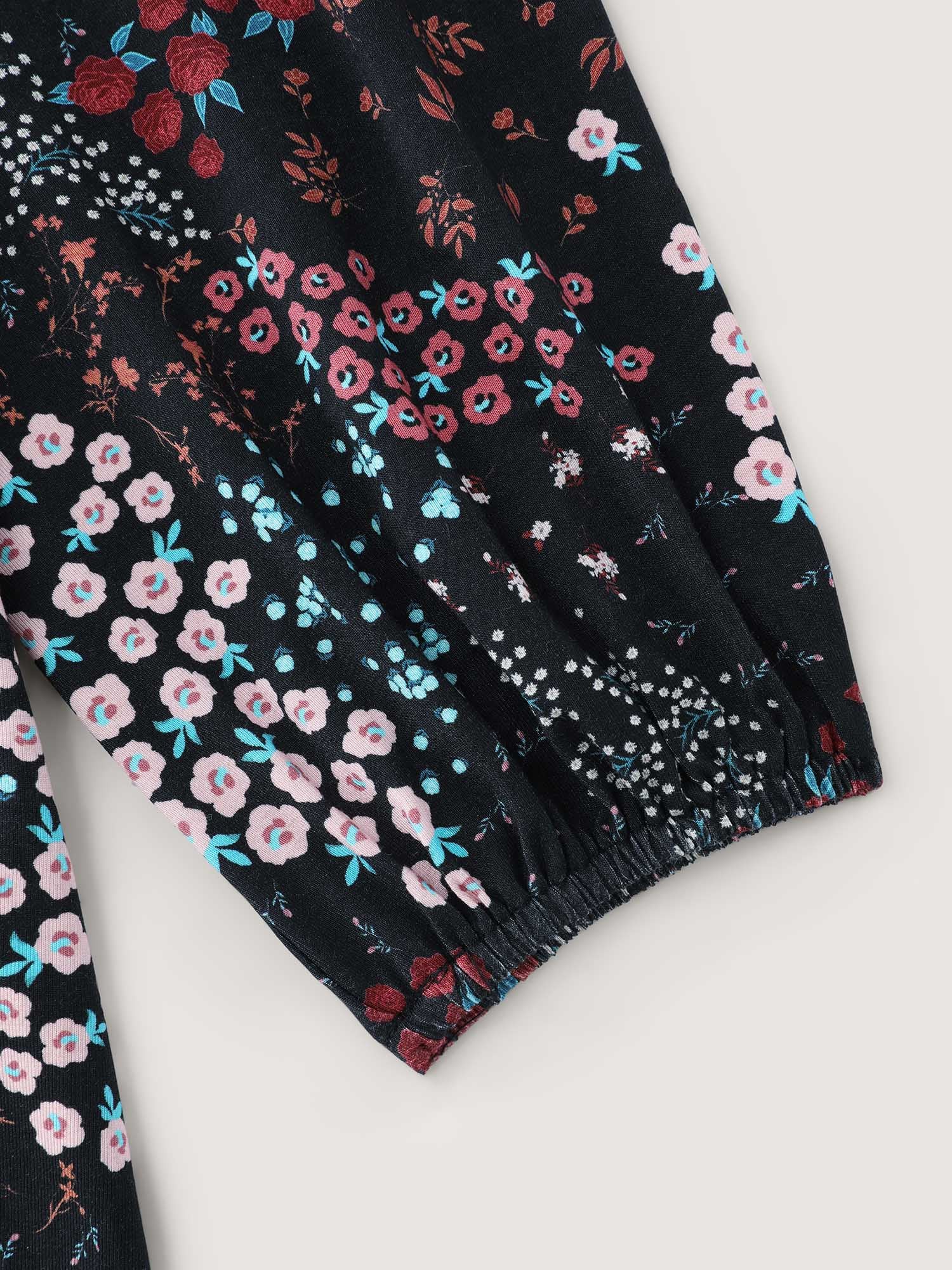 Floral Print Fit and Flare Knit Top - Image 7