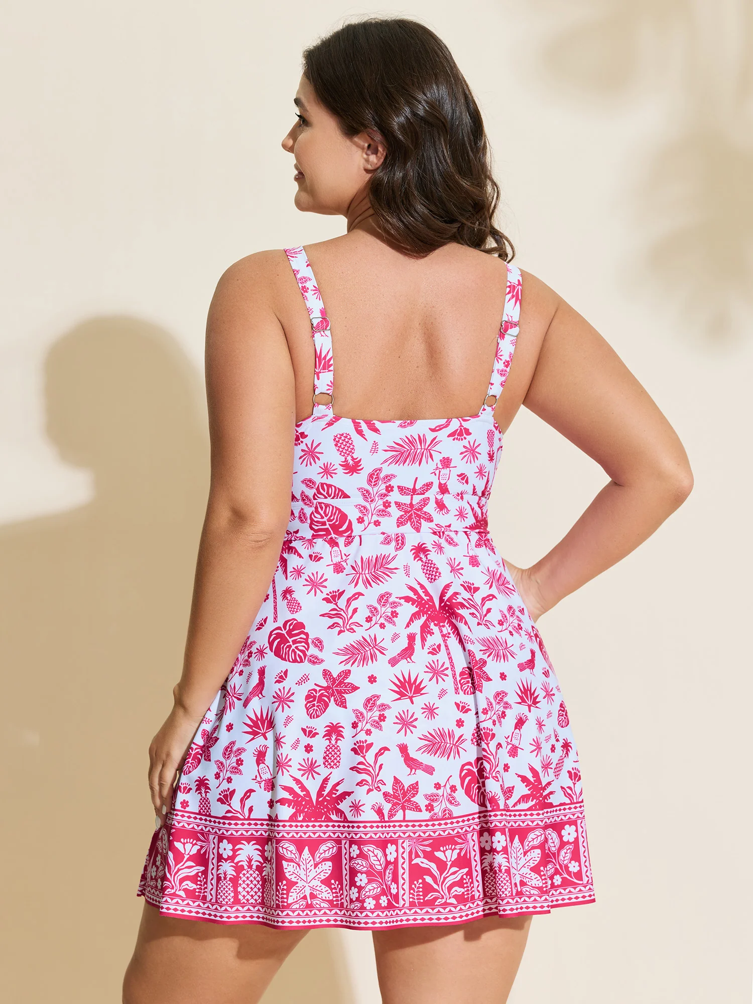 Floral Print Fit And Flare Swim Dress - Image 5