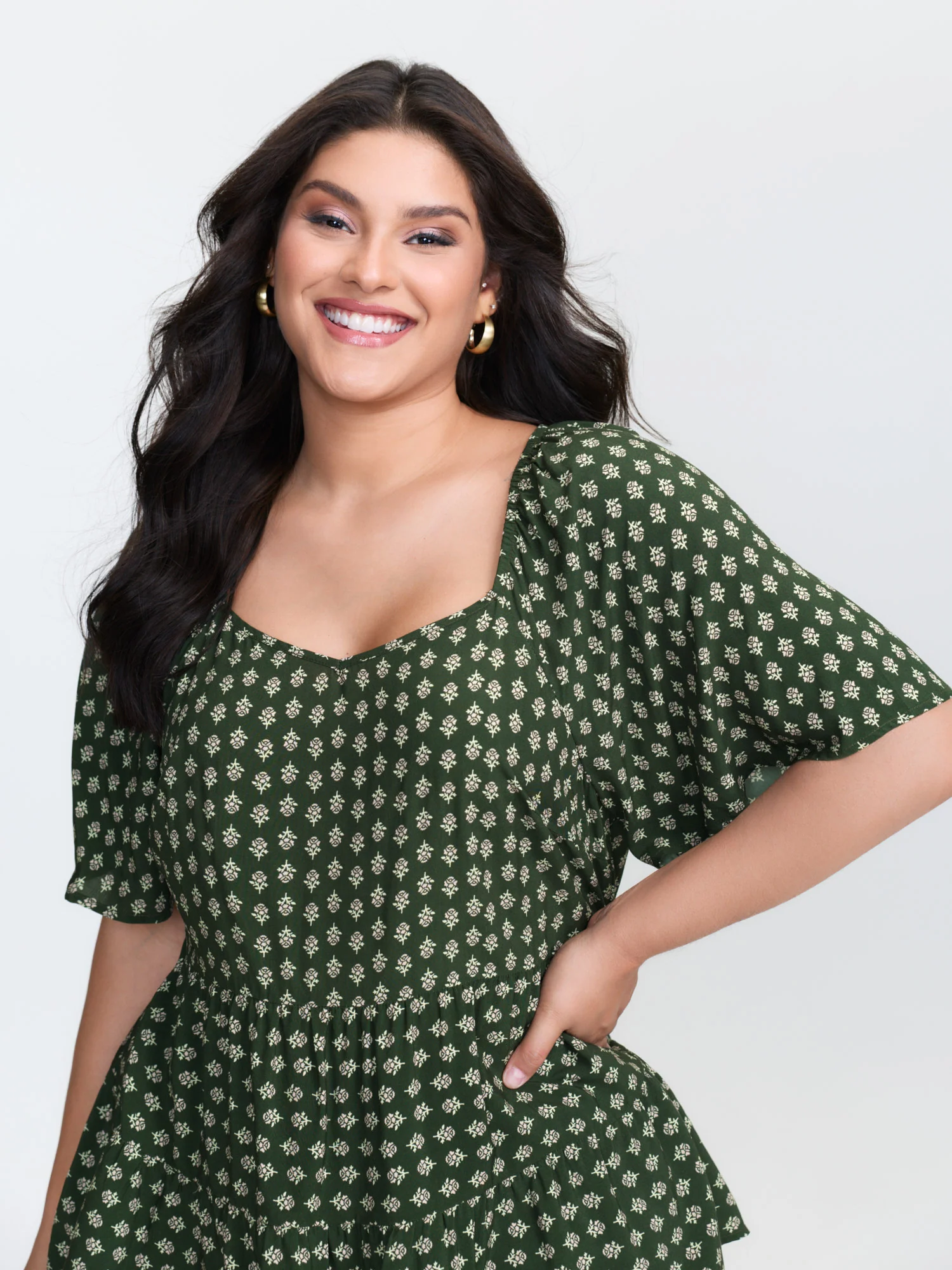 Floral Print Flared Layered Blouse - Image 2
