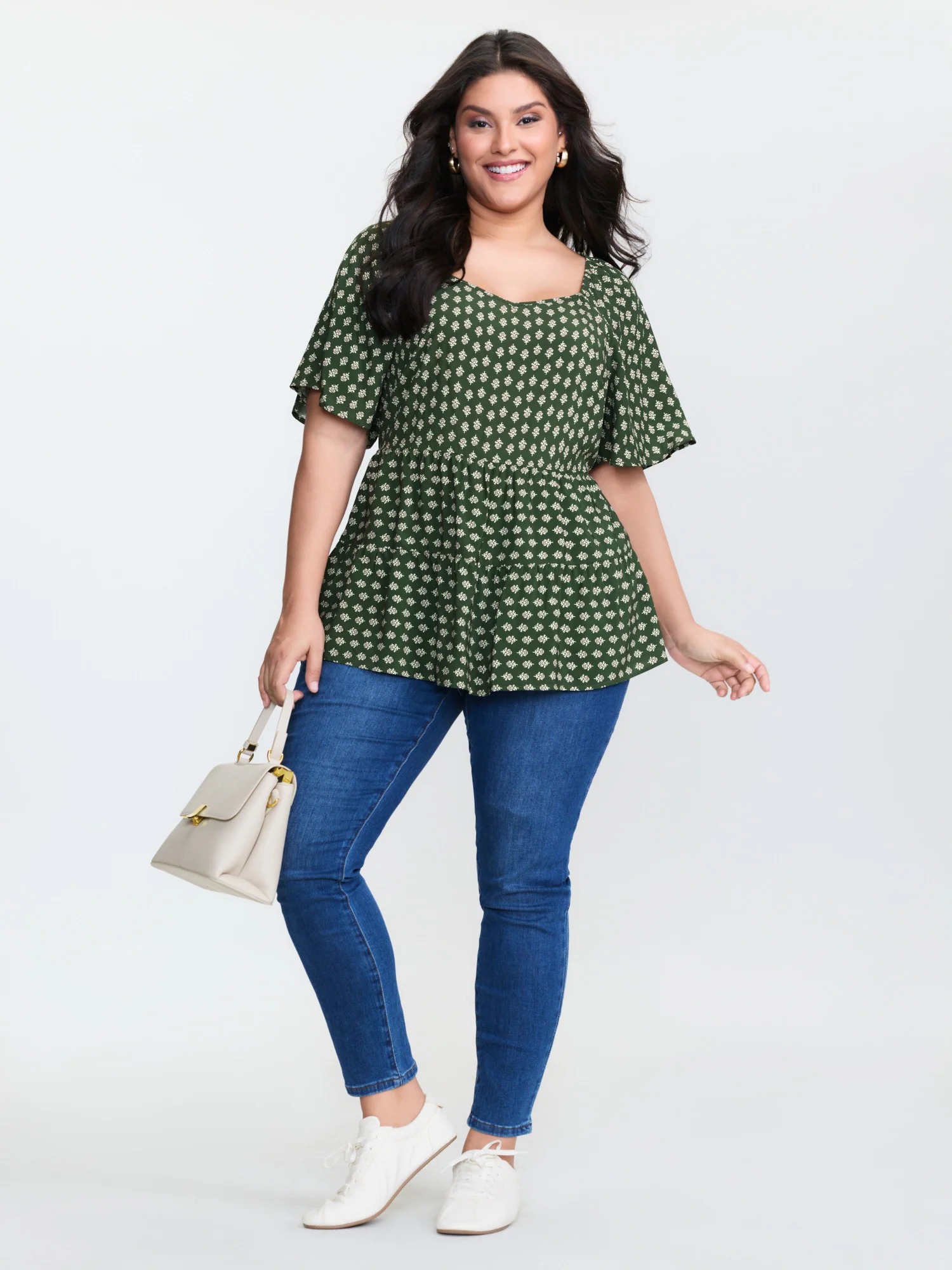 Floral Print Flared Layered Blouse - Image 3