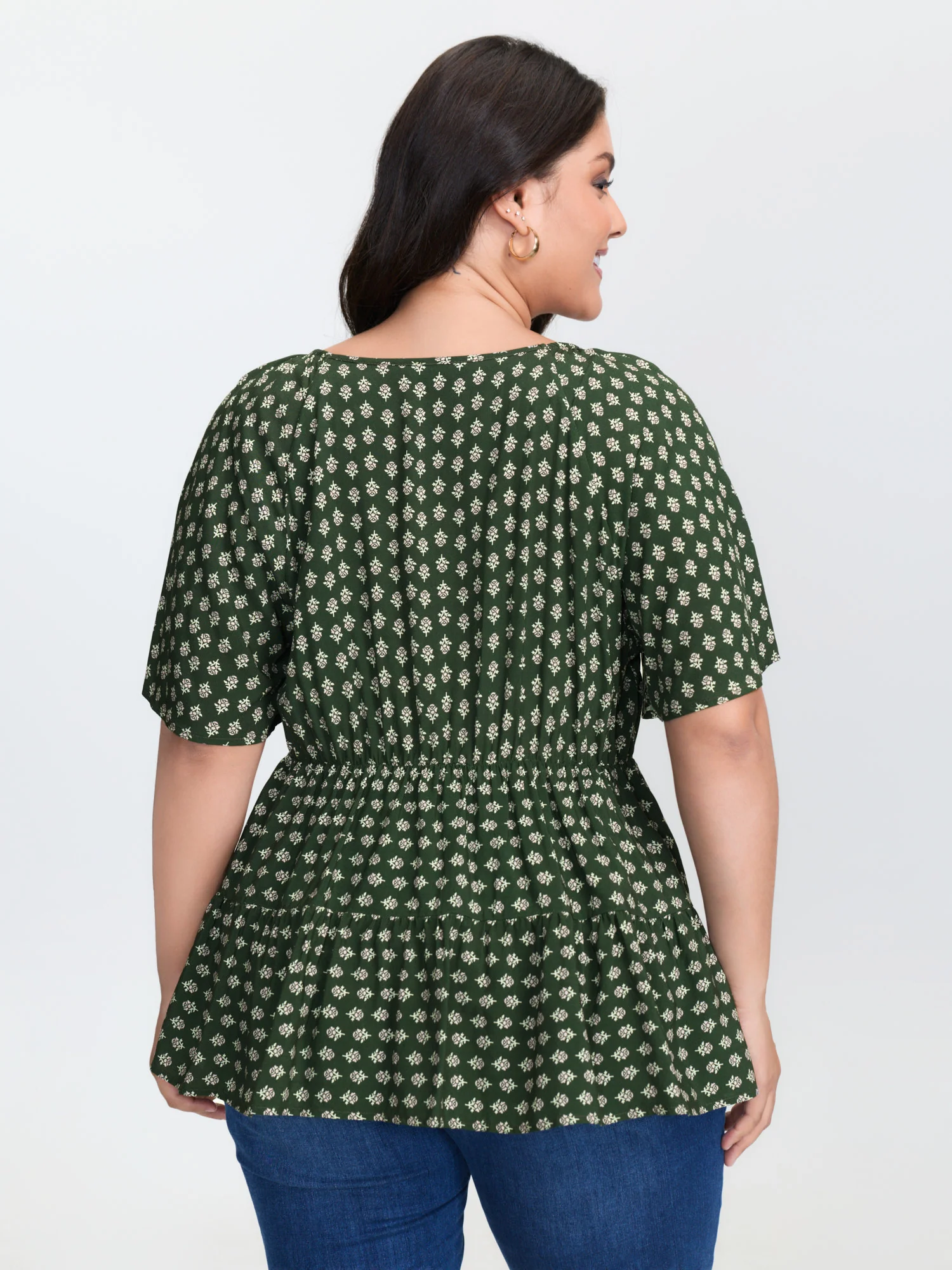 Floral Print Flared Layered Blouse - Image 4