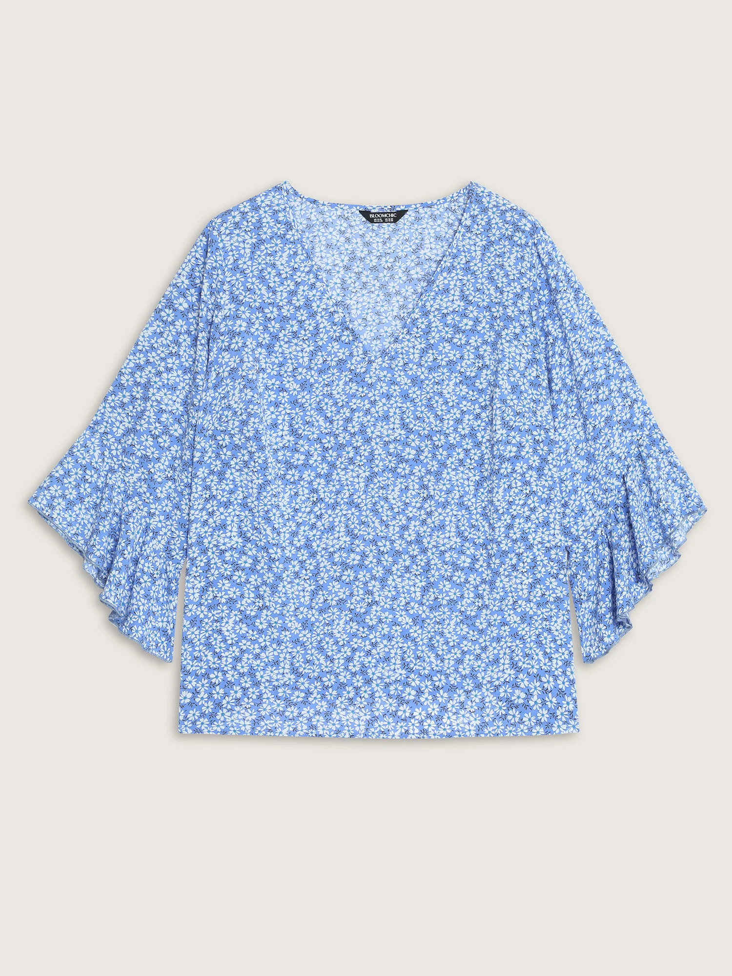 Floral Print Flared Ruffled Sleeve Blouse - Image 7