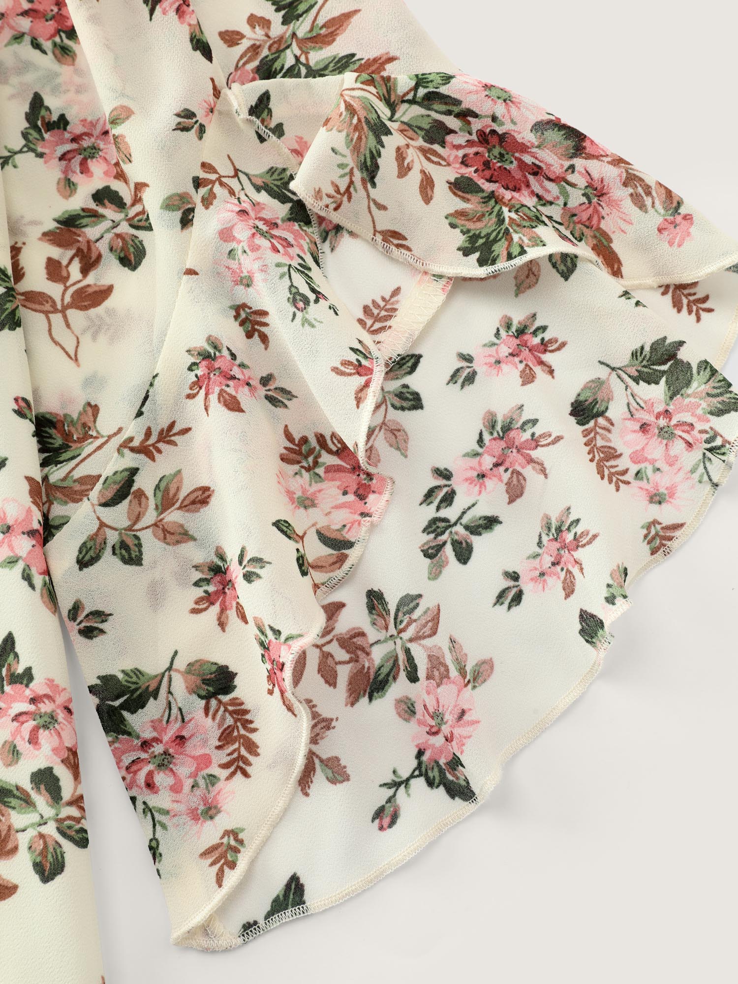 Floral Print Flared Sleeve Lined Blouse - Image 6