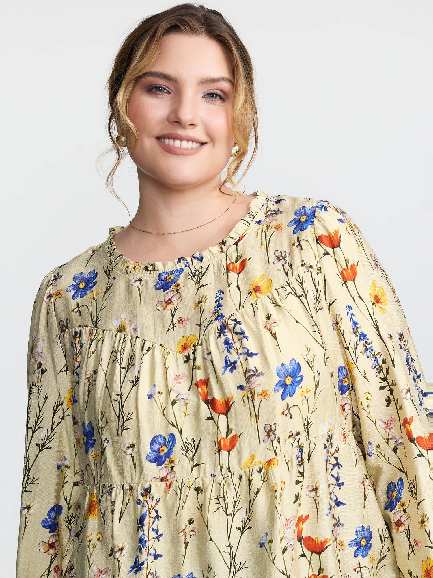 Floral Print Flowy Babydoll Blouse - Image 2