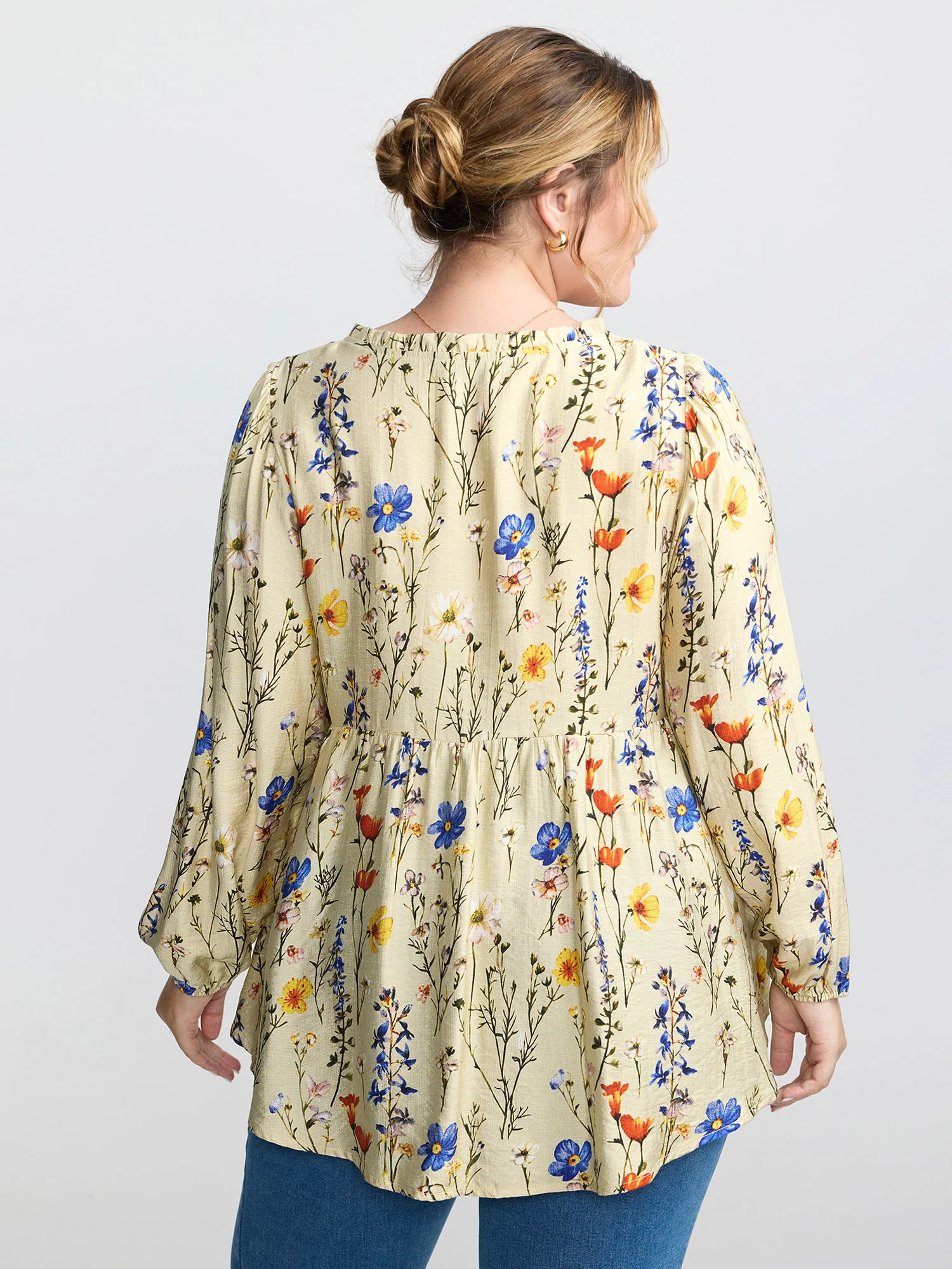 Floral Print Flowy Babydoll Blouse - Image 4