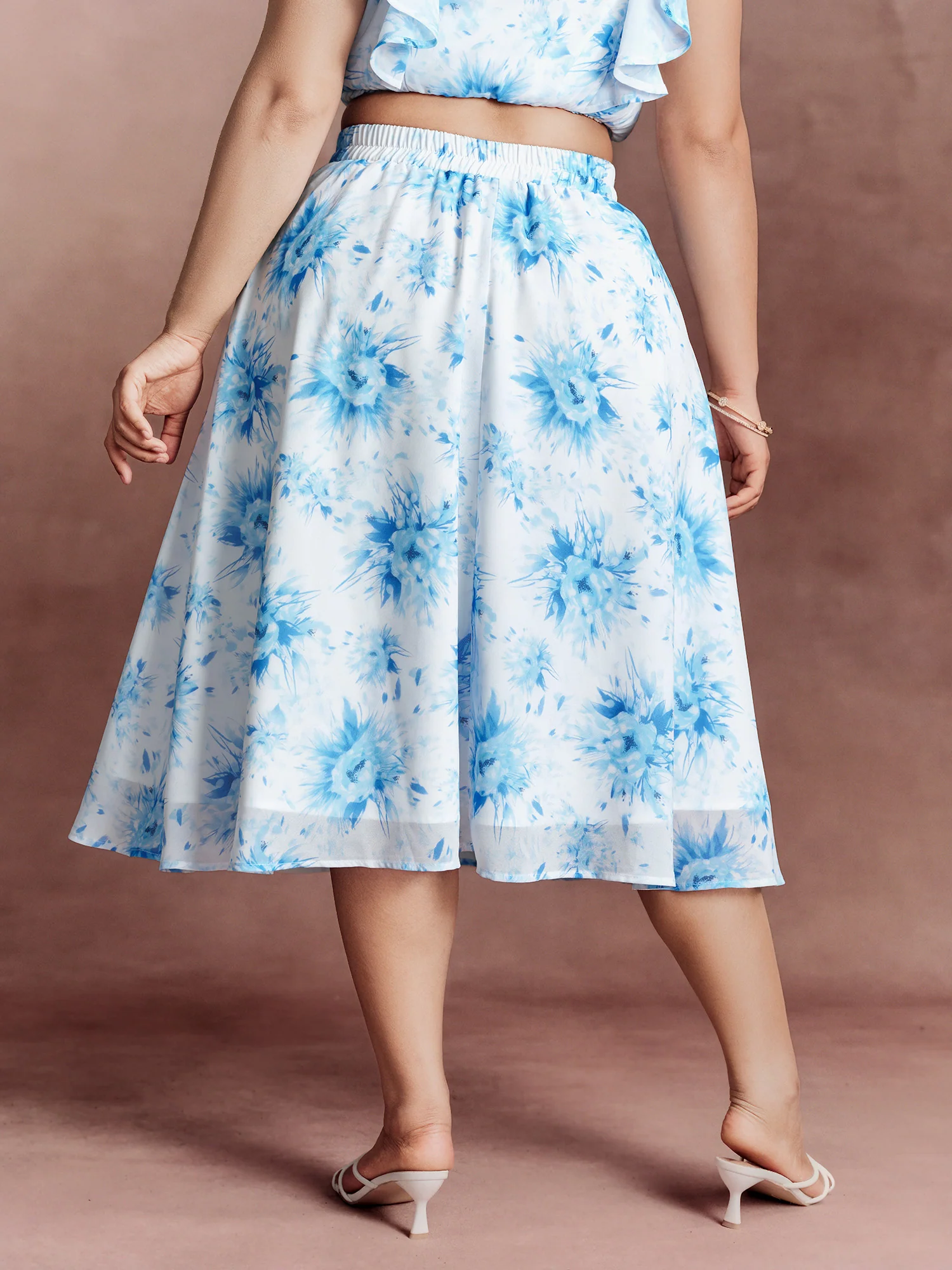Floral Print Flowy Midi Skirt - Image 5