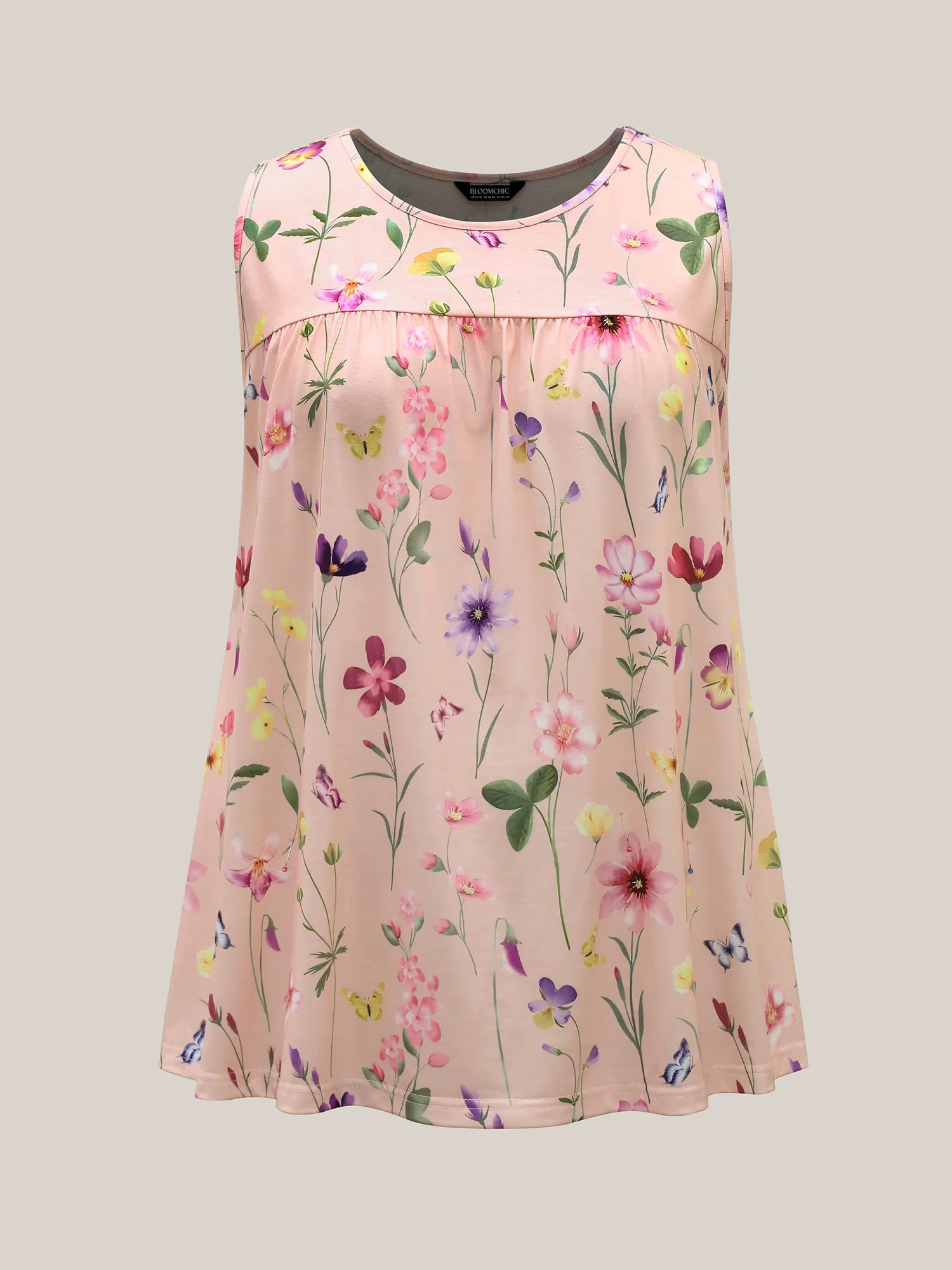 Floral Print Flowy Pleated Tank Top - Image 6
