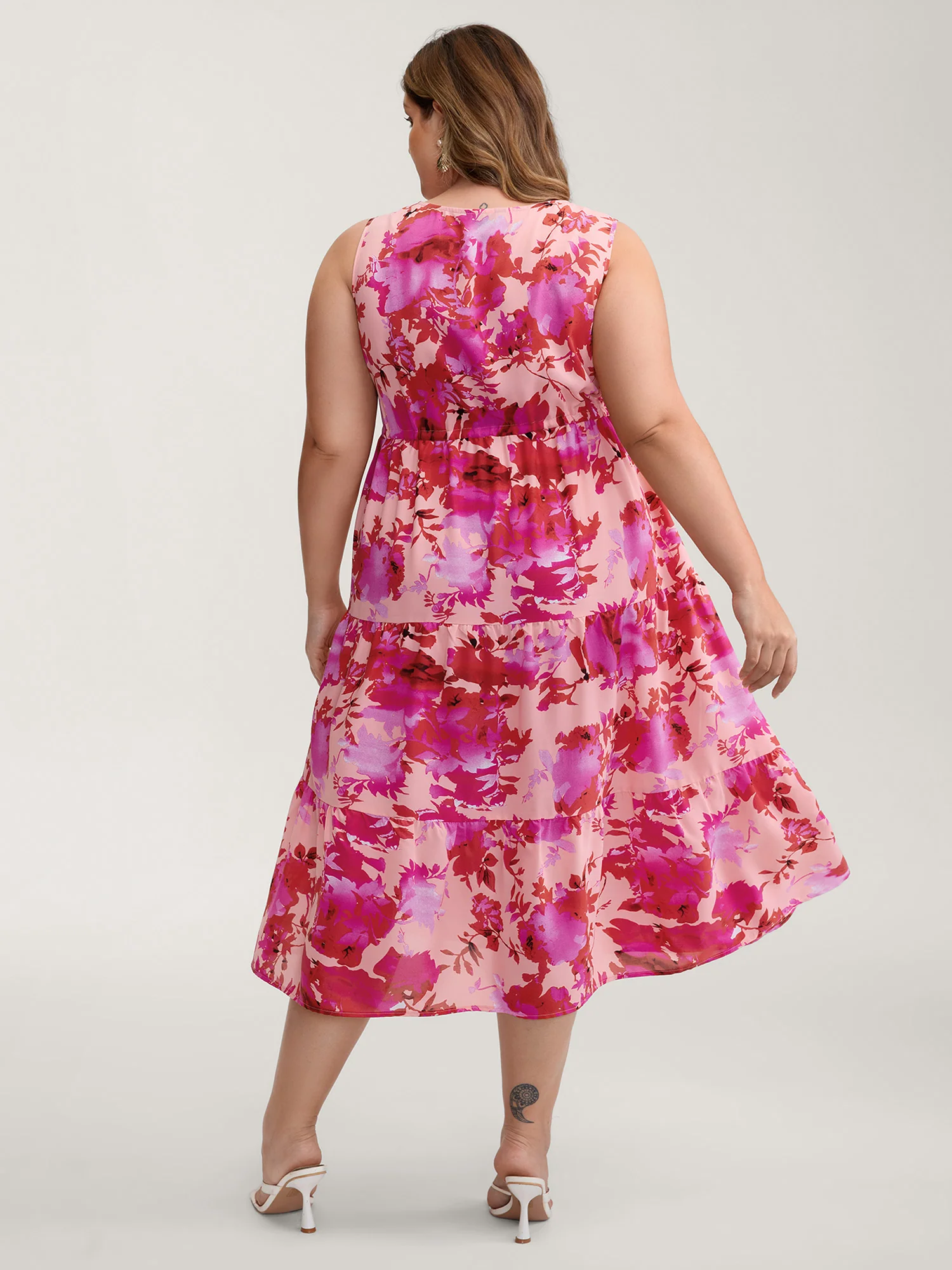 Floral Print Flowy Skirt Drawstring Maxi Dress - Image 5