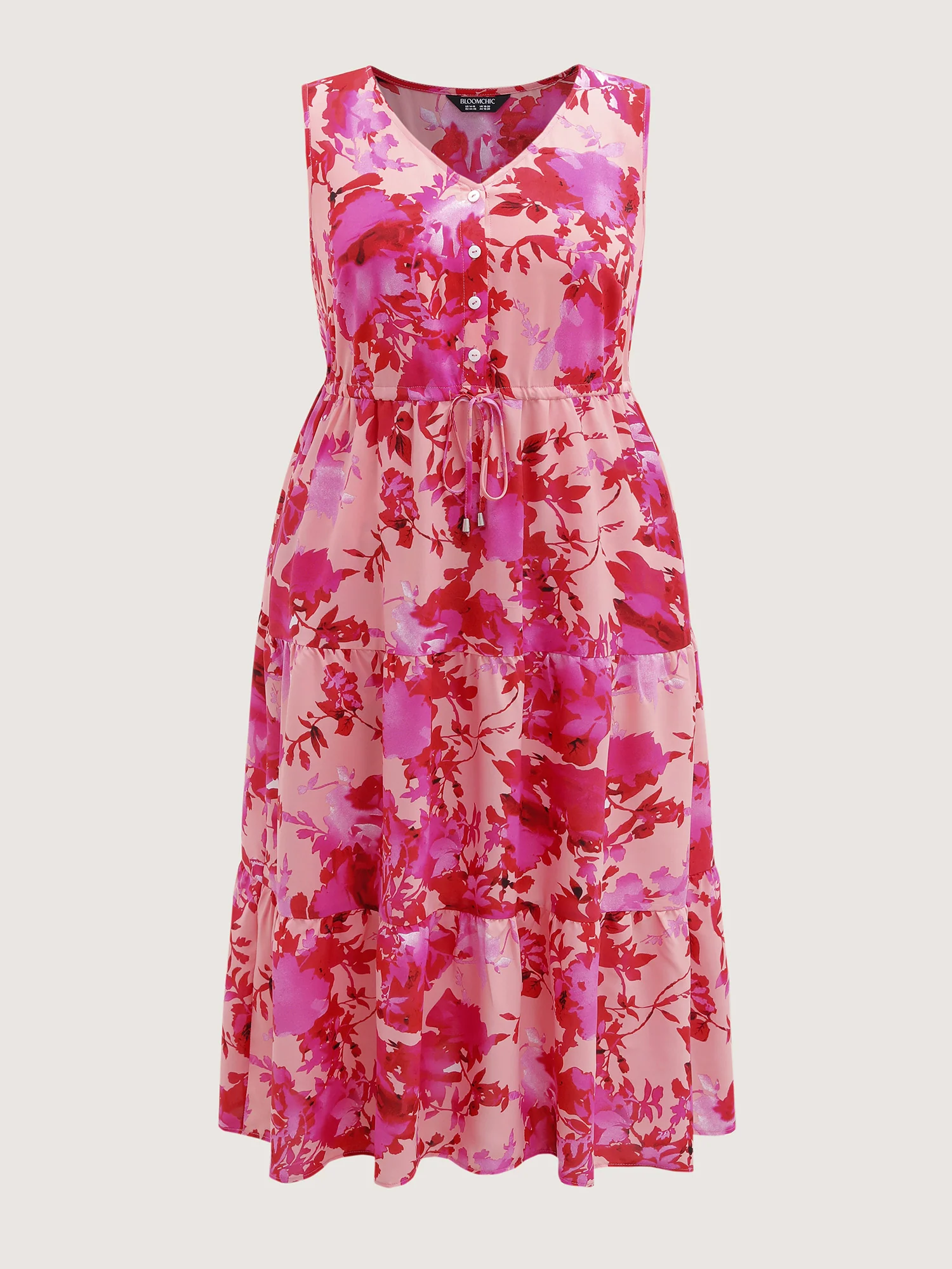 Floral Print Flowy Skirt Drawstring Maxi Dress - Image 8