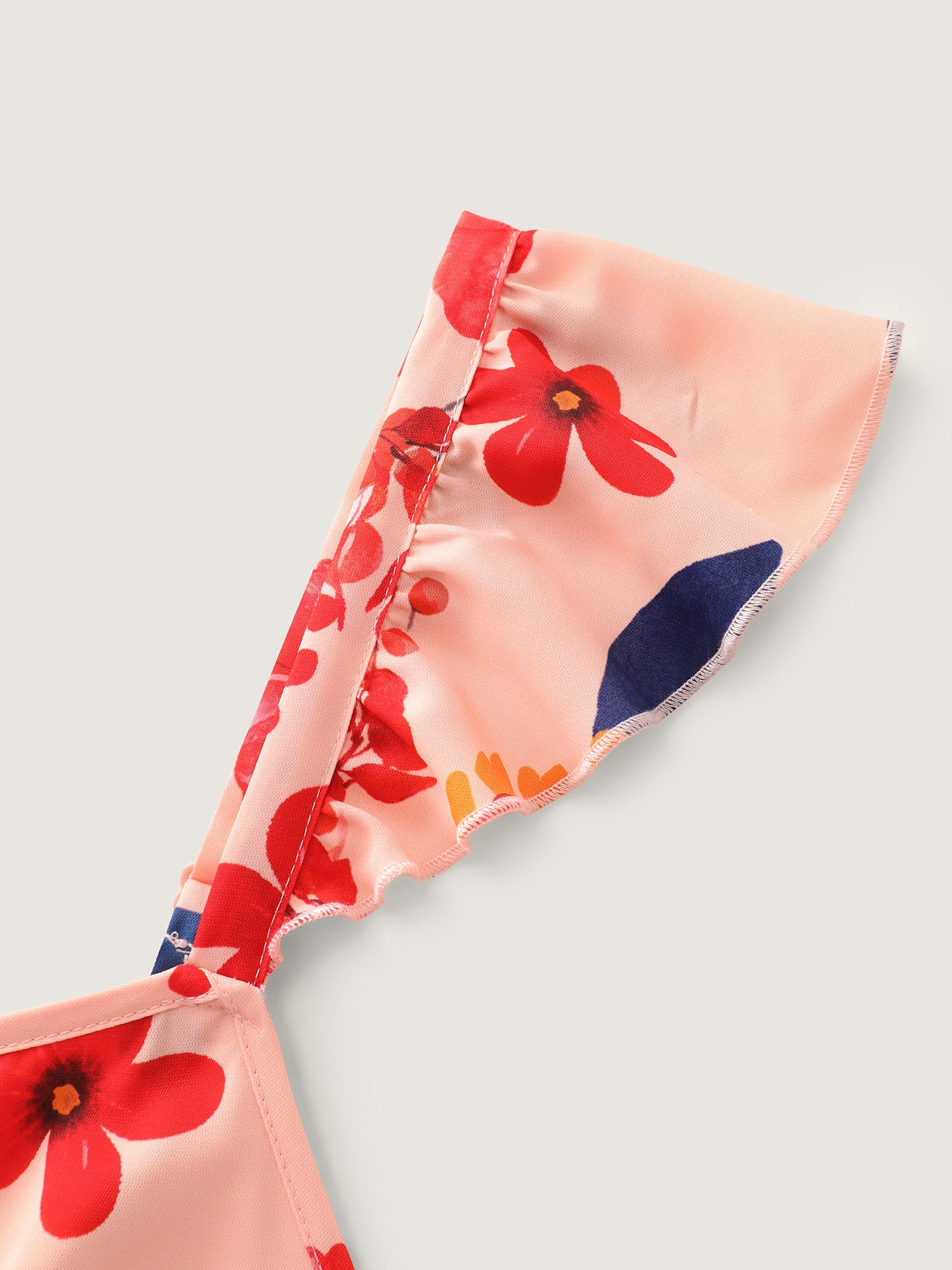 Floral Print Flutter Sleeve Contrast Maxi Dress - Image 5