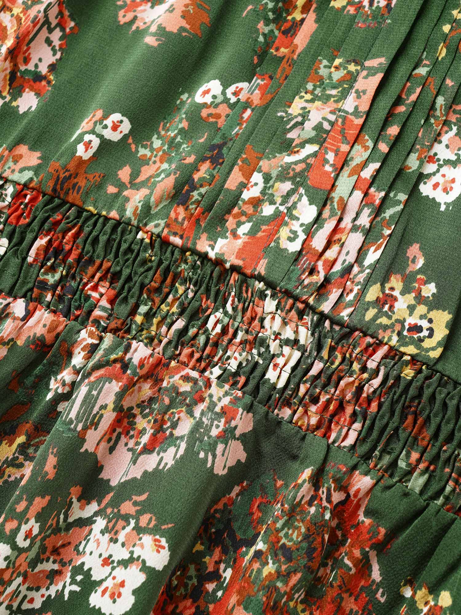 Floral Print Flutter Sleeve Shirred Pleated Dress - Image 5