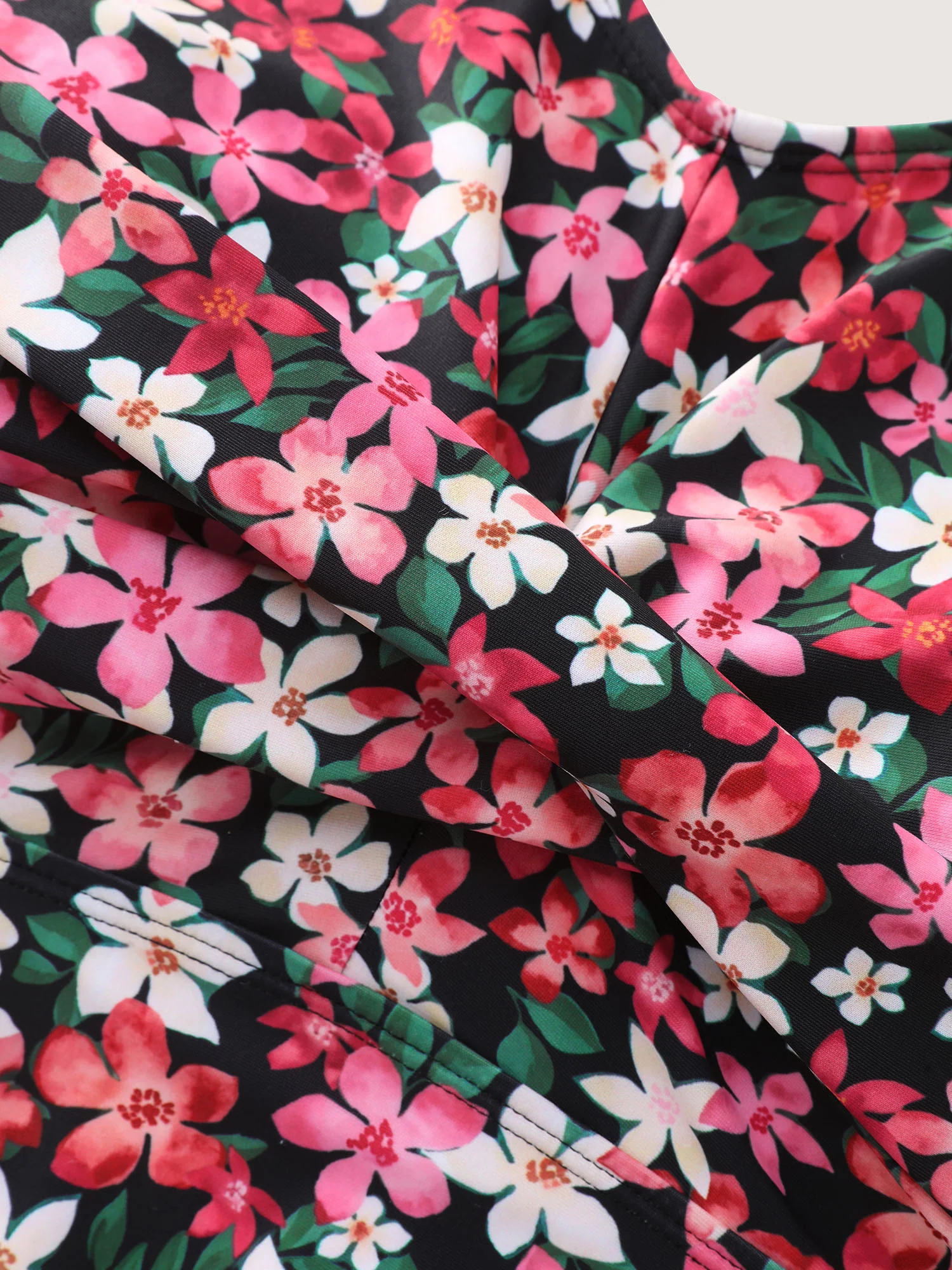 Floral Print Flutter Sleeve Swim Top - Image 5