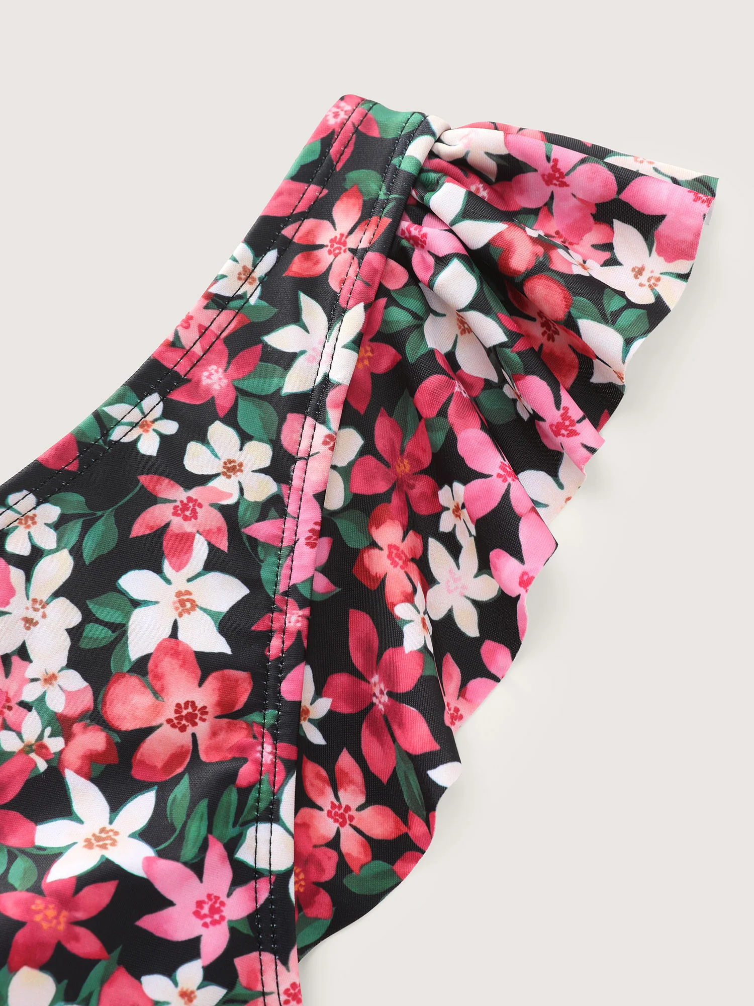 Floral Print Flutter Sleeve Swim Top - Image 6