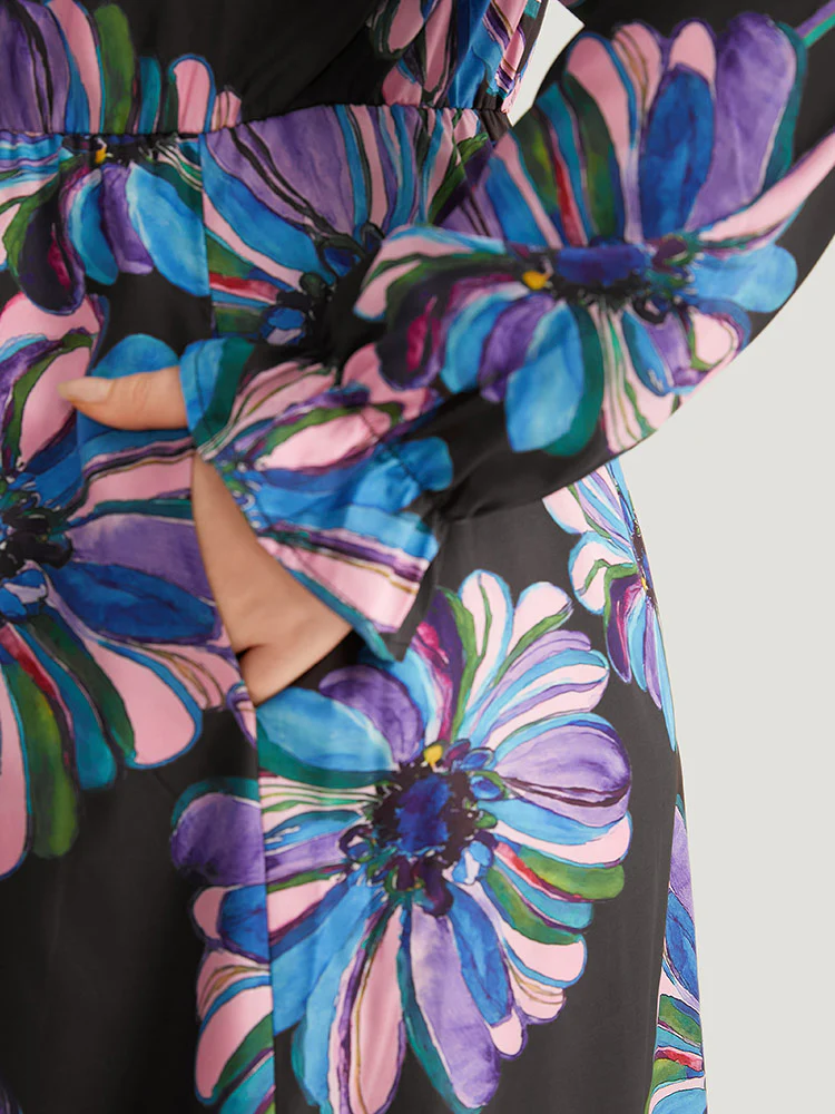 Floral Print Flutter Trim Dress - Image 6