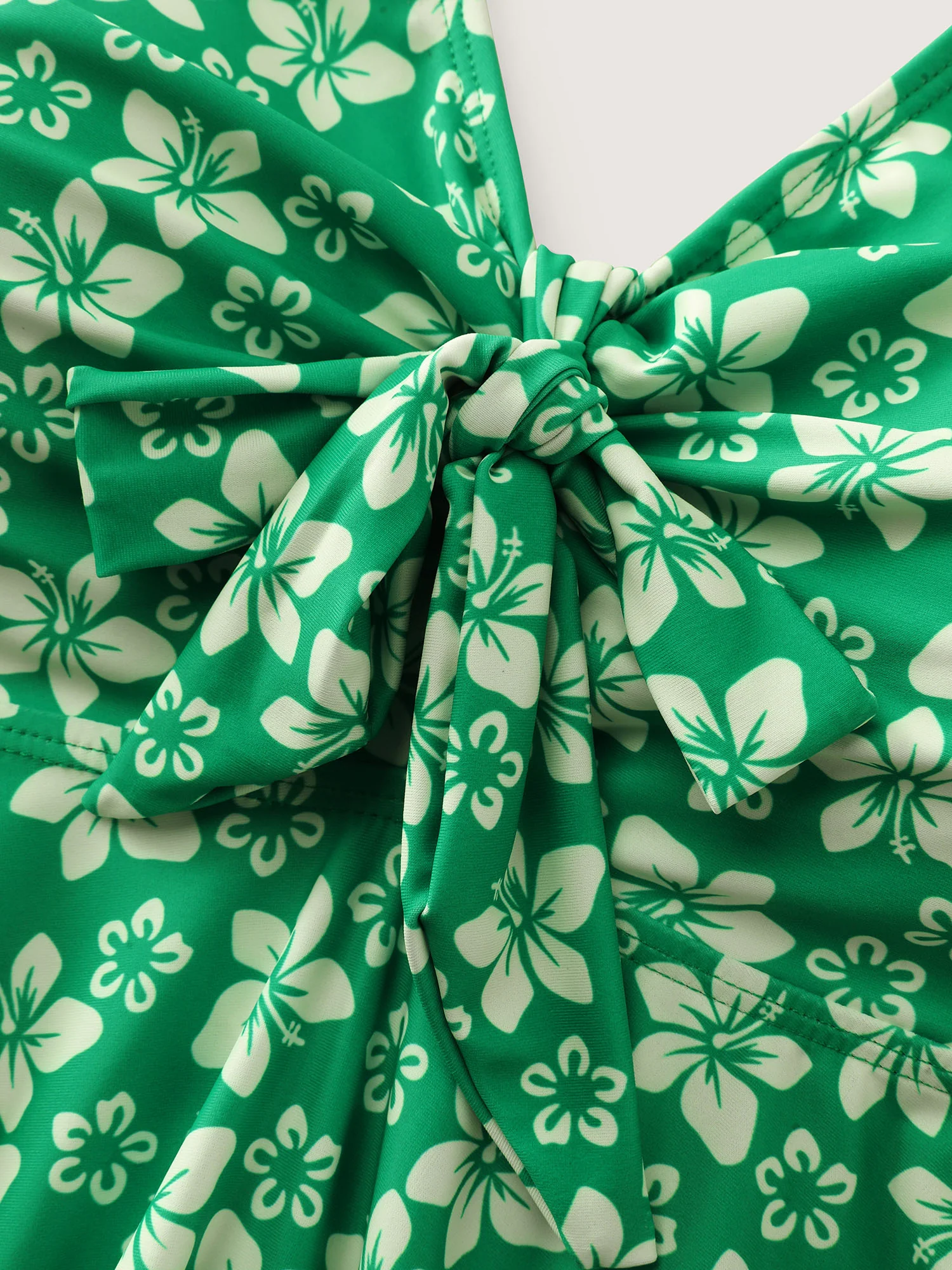Floral Print Front Center Tie Swim Top - Image 5