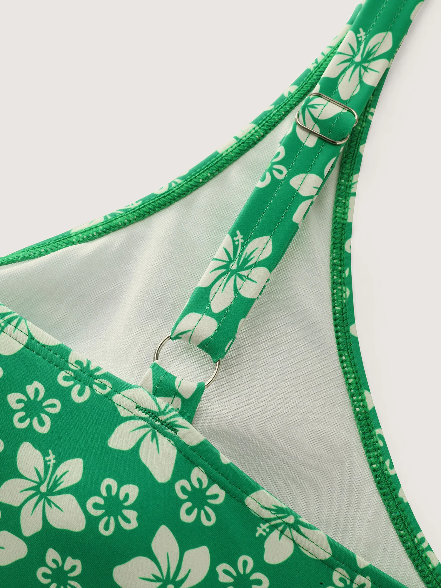 Floral Print Front Center Tie Swim Top - Image 6