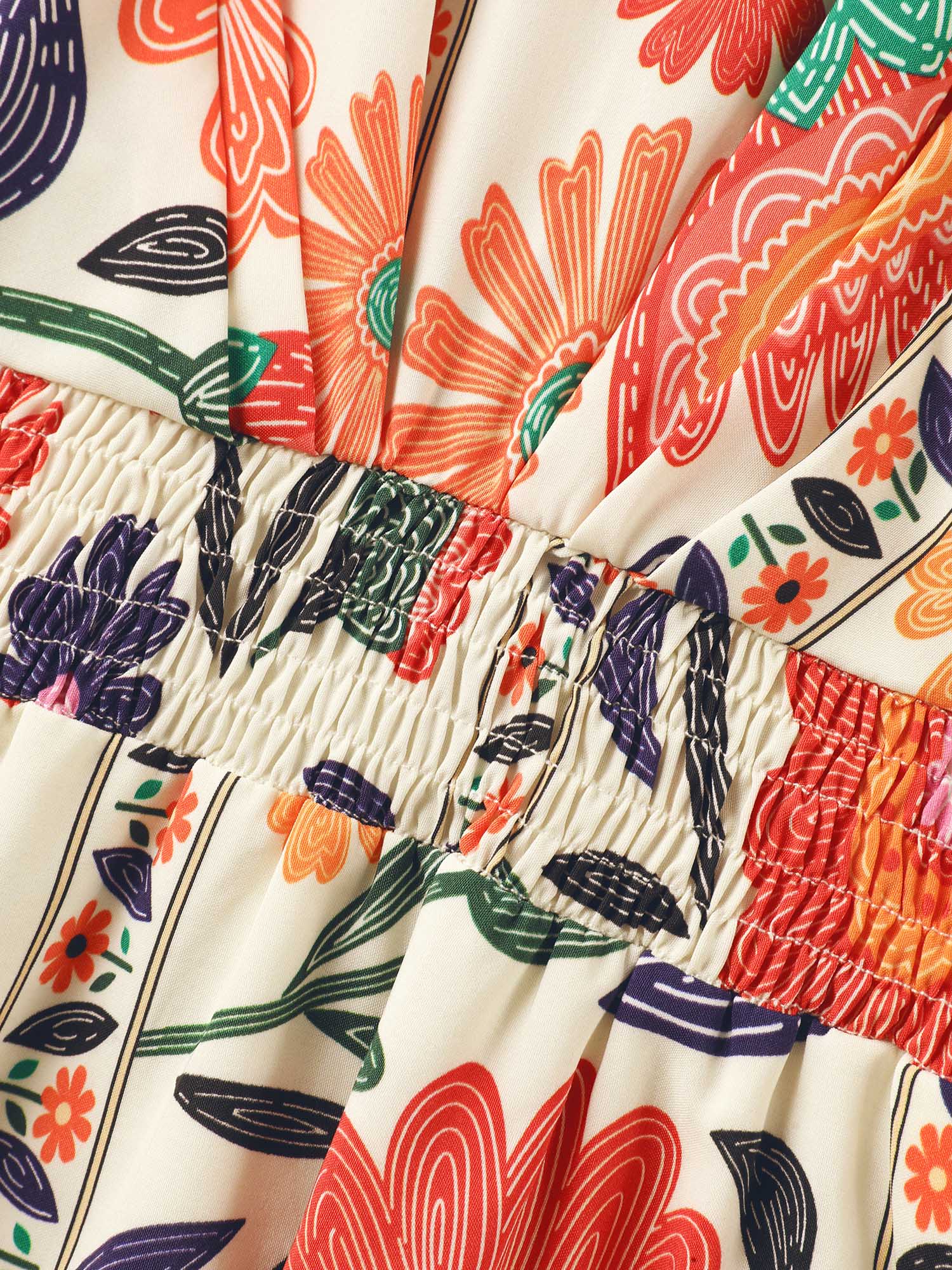Floral Print Gathered Waist Pleated Maxi Dress - Image 5