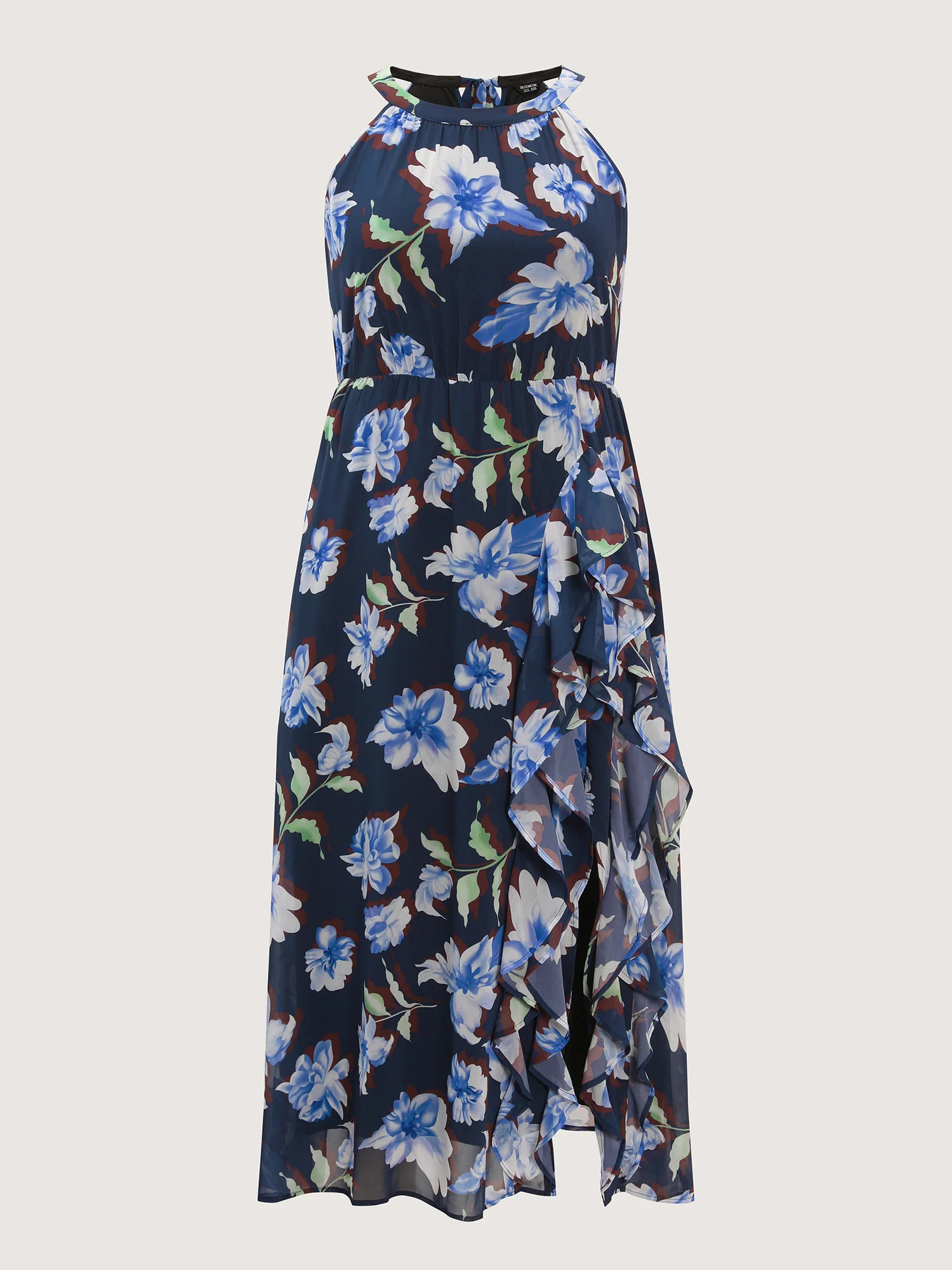 Floral Print Halter Neck Slit Maxi Dress - Image 7