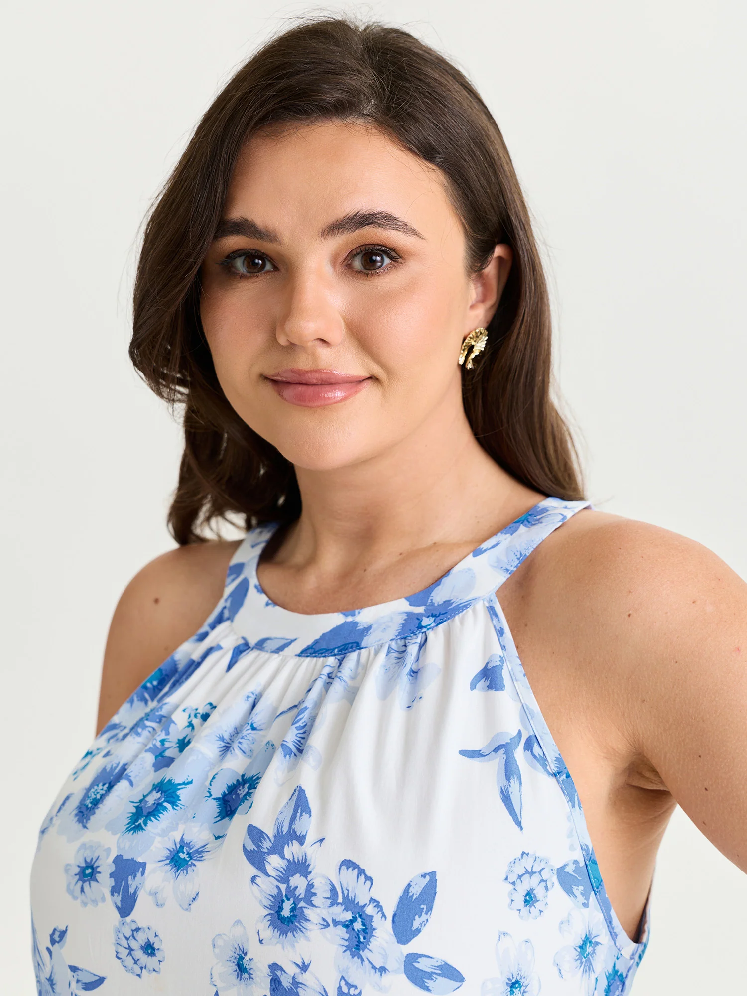 Floral Print Halter Neckline Tank Top - Image 2