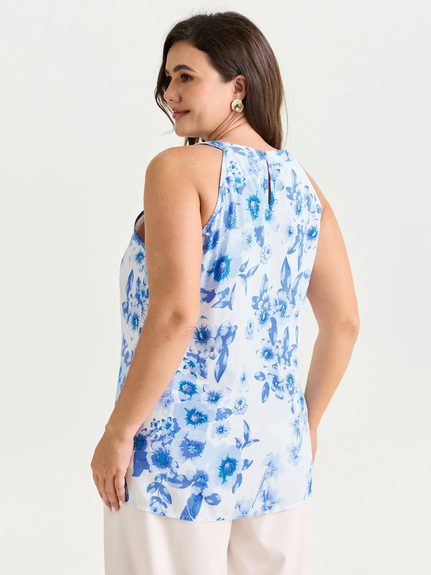 Floral Print Halter Neckline Tank Top - Image 5