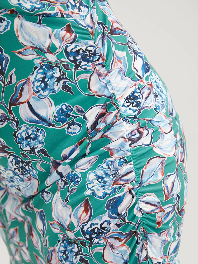 Floral Print Hanky Hem Knot Deep V Neck Tank Dress - Image 8
