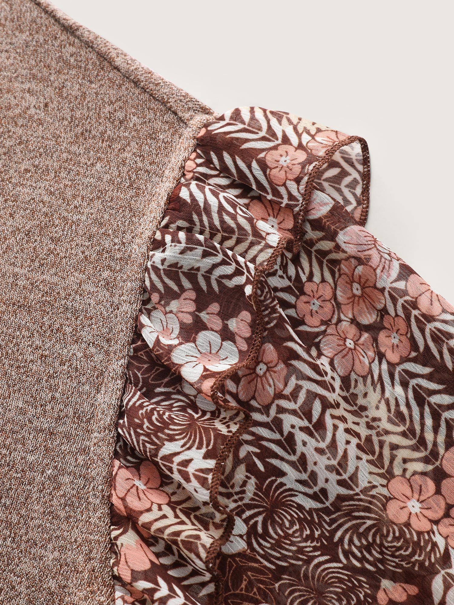 Floral Print Heather Mock Neck Knit Top - Image 6
