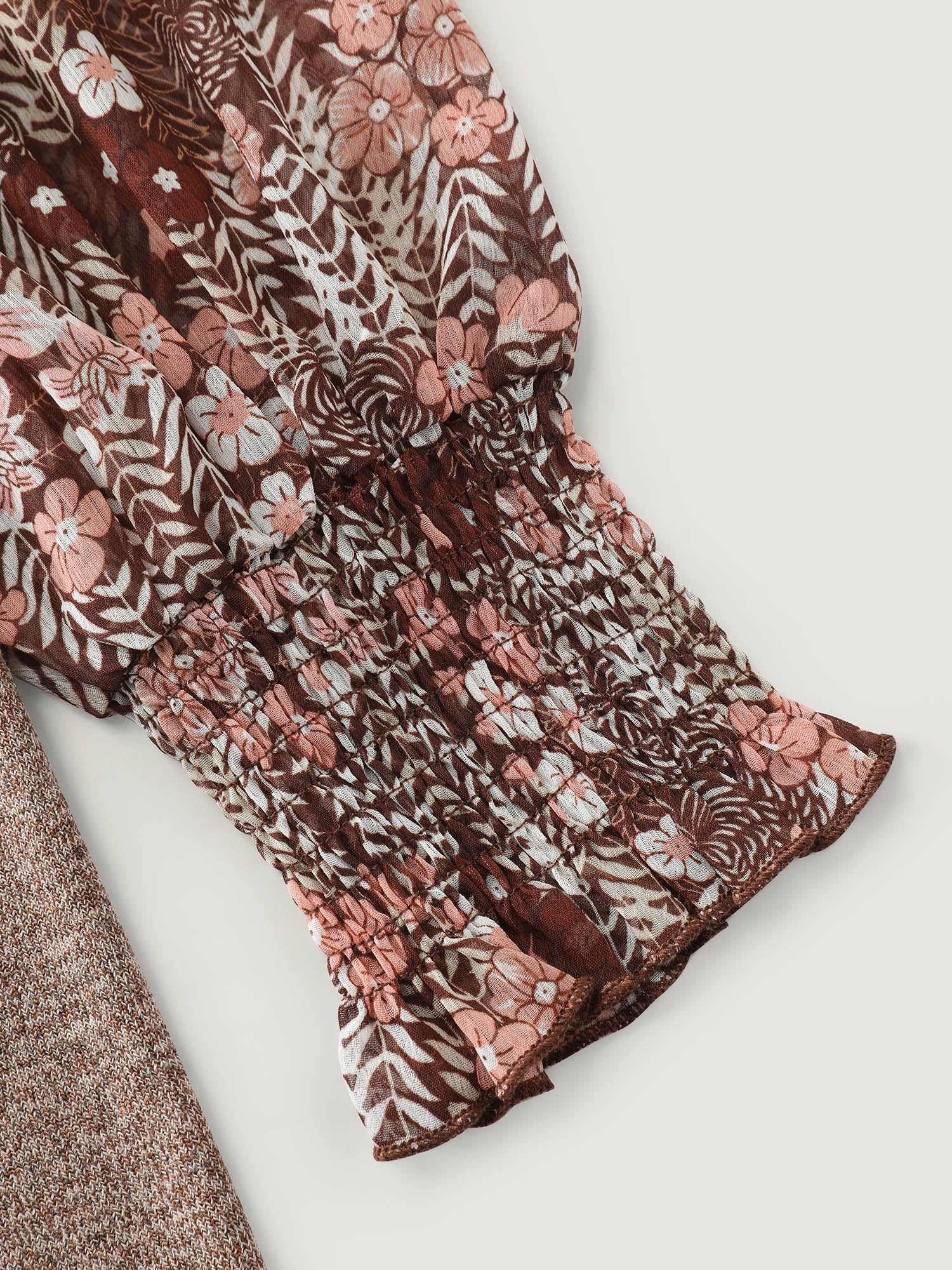 Floral Print Heather Mock Neck Knit Top - Image 7