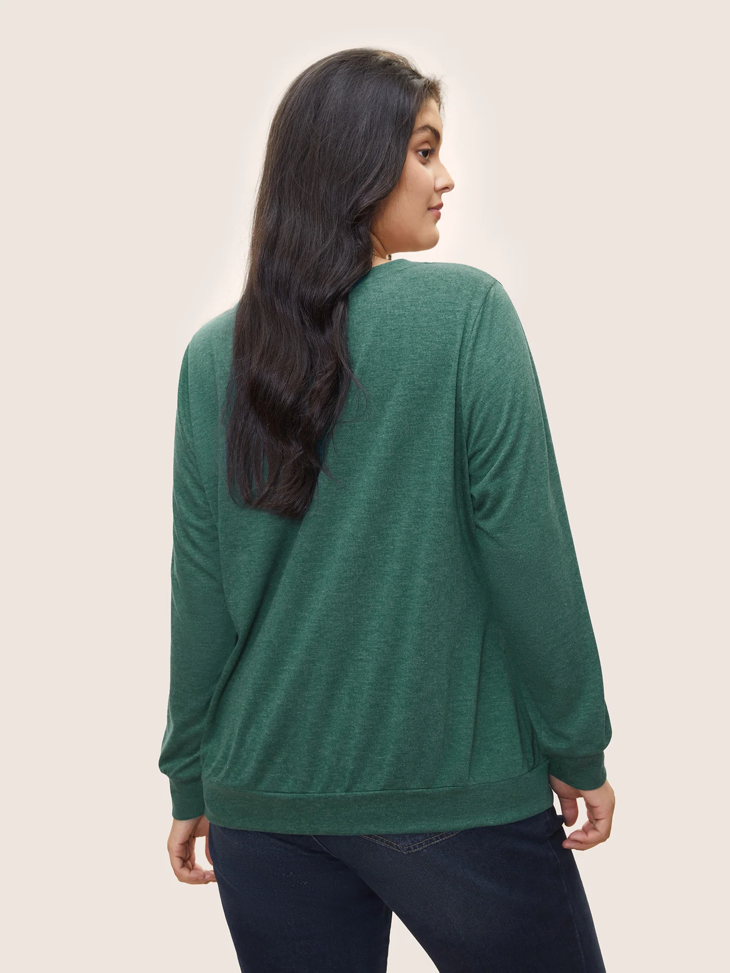 Floral Print Heather Patched Pocket Sweatshirt - Image 2