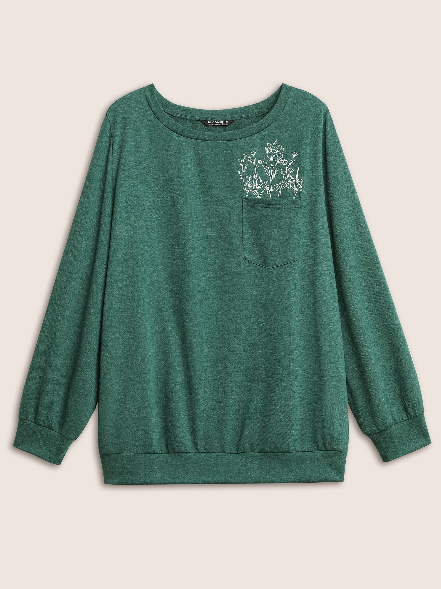 Floral Print Heather Patched Pocket Sweatshirt - Image 7