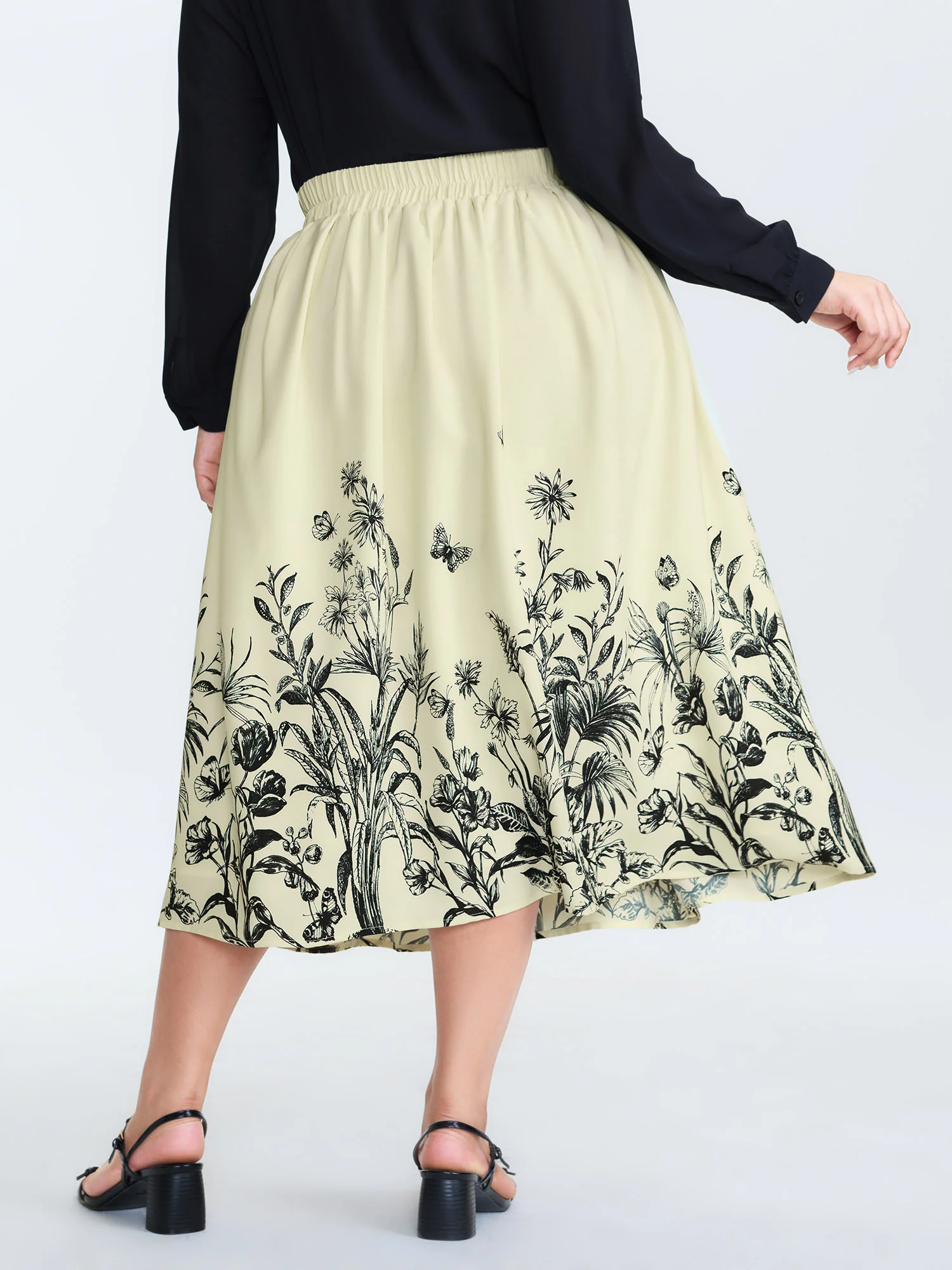 Floral Print Hem Pleated Maxi Skirt - Image 6