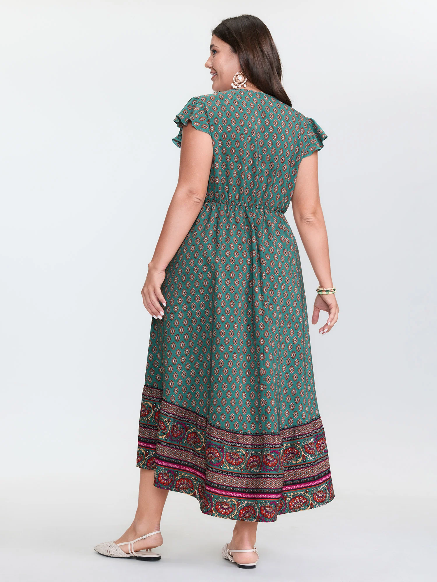 Floral Print High-Low Hem Midi Dress - Image 4