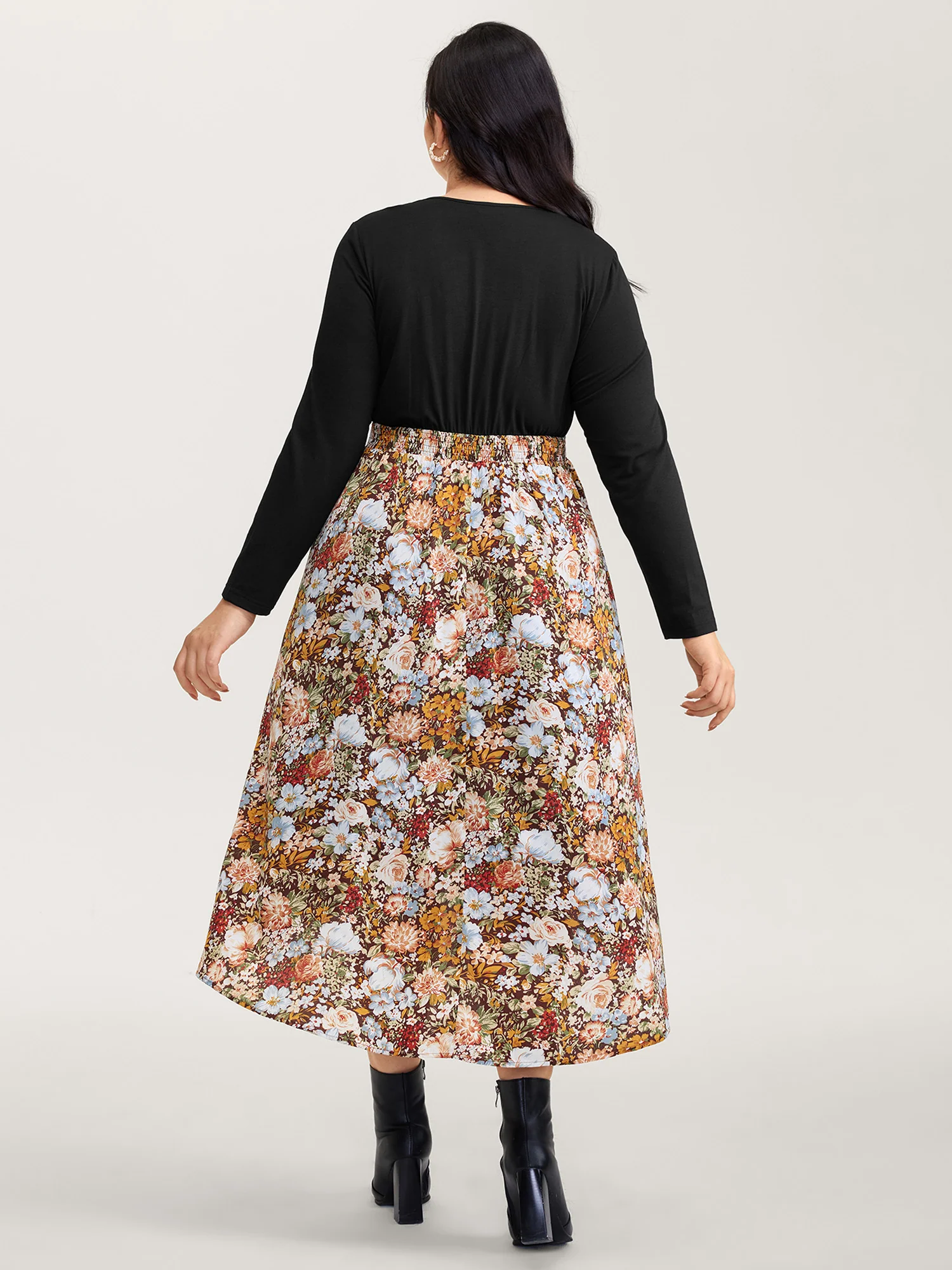 Floral Print High-Low Hem Midi Dress - Image 4