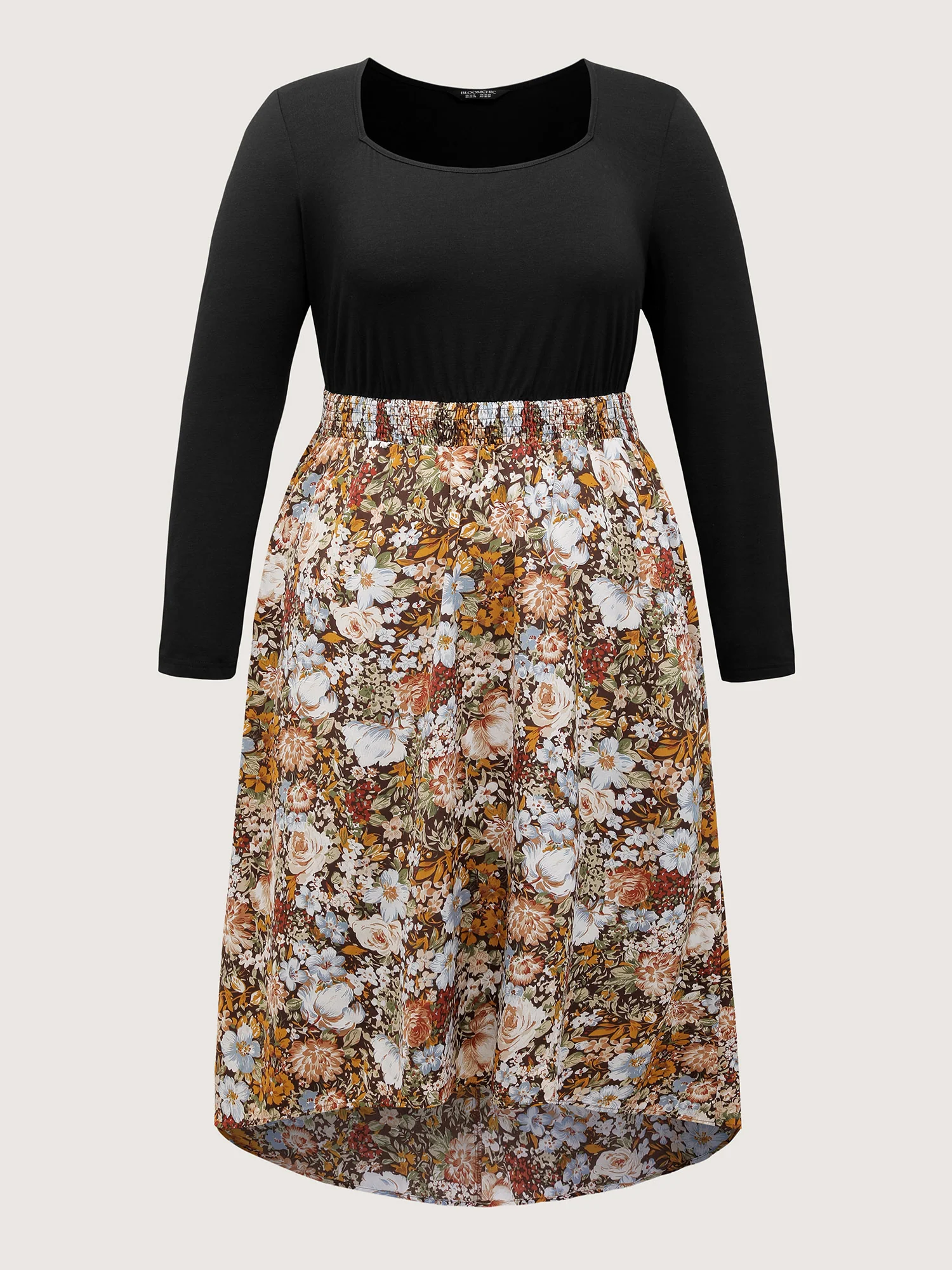Floral Print High-Low Hem Midi Dress - Image 7