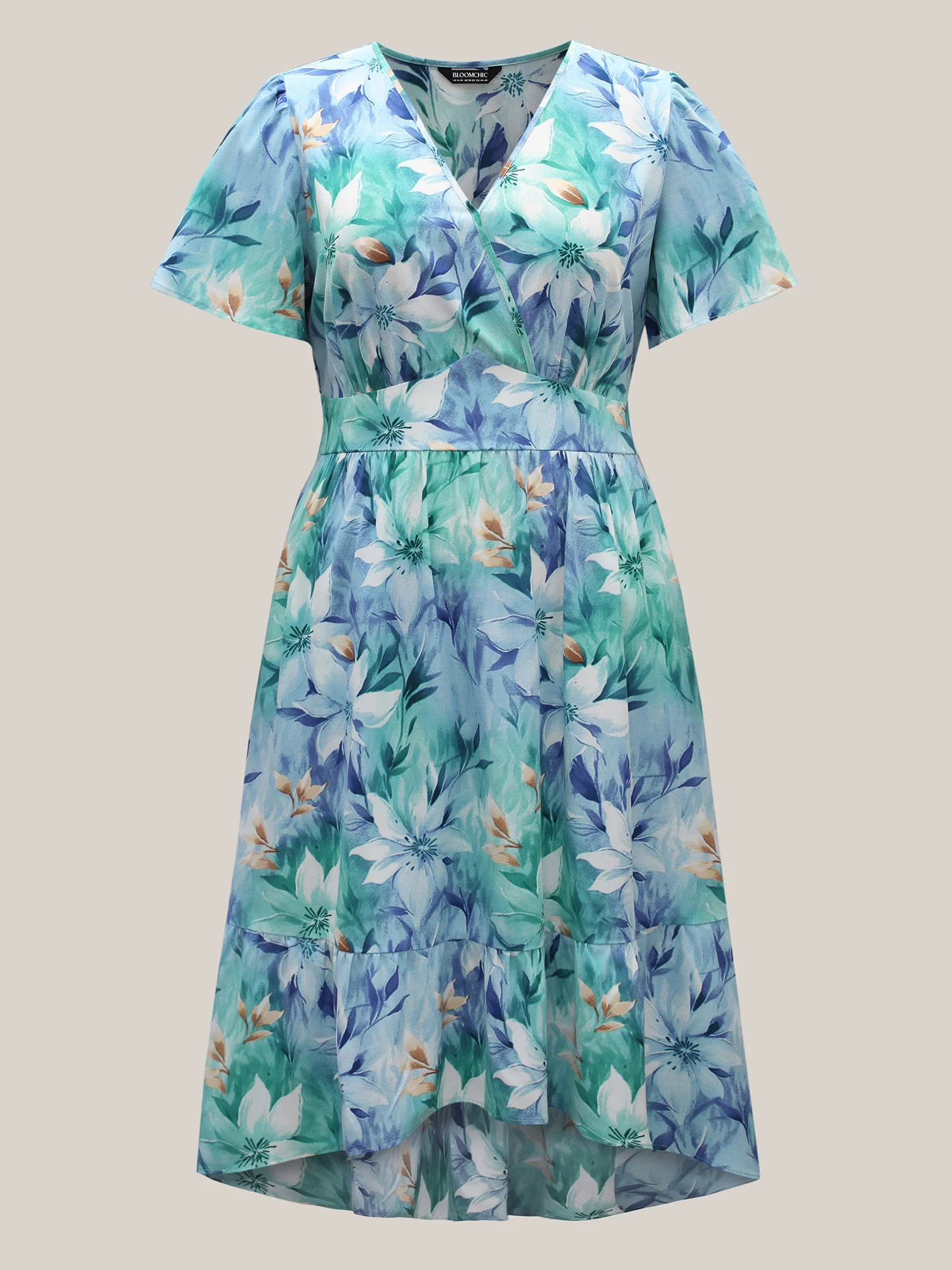 Floral Print High Low Hem Midi Dress - Image 7